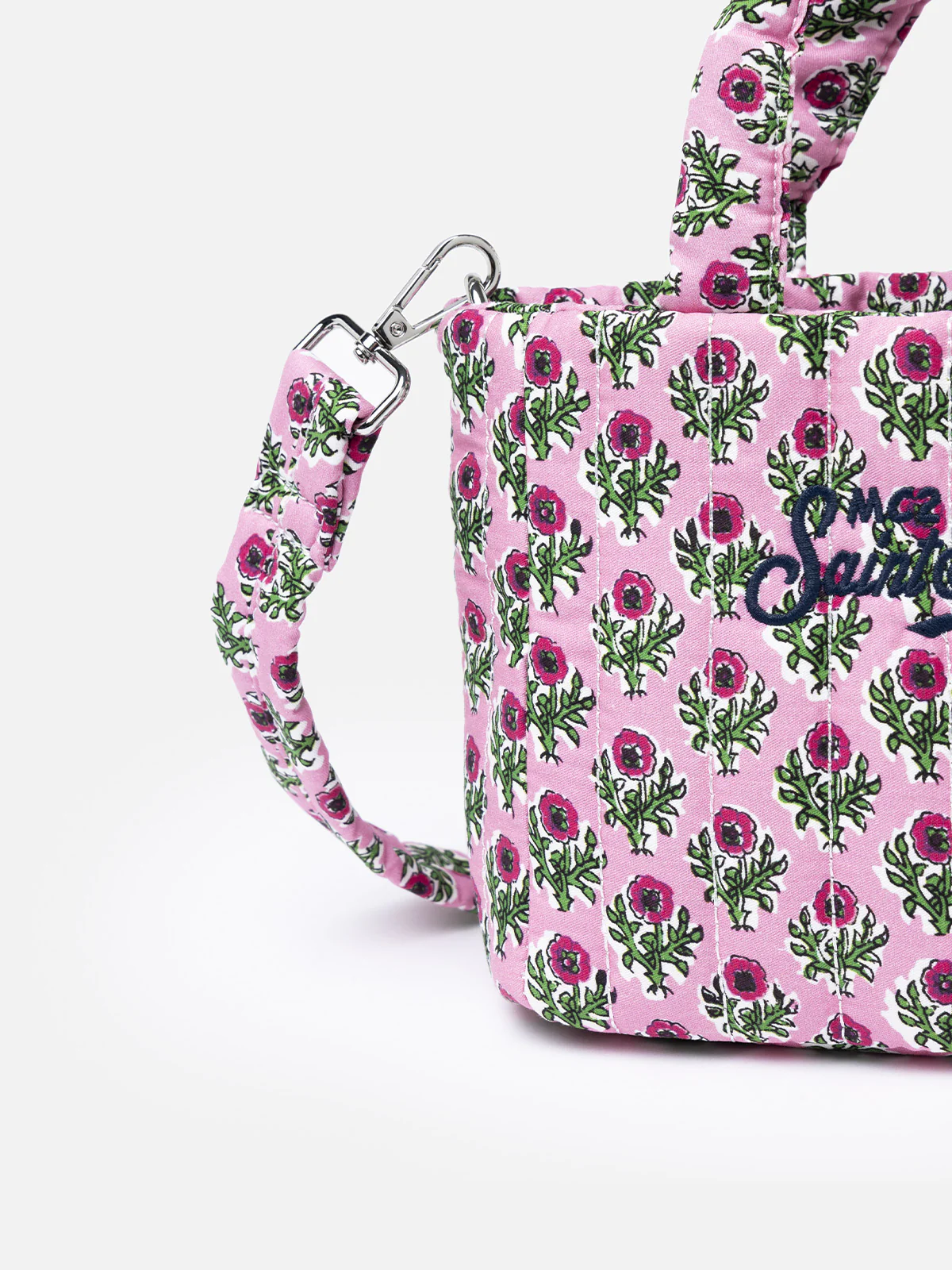 Pink flower quilted Soft Tote Mini bag - Image 2