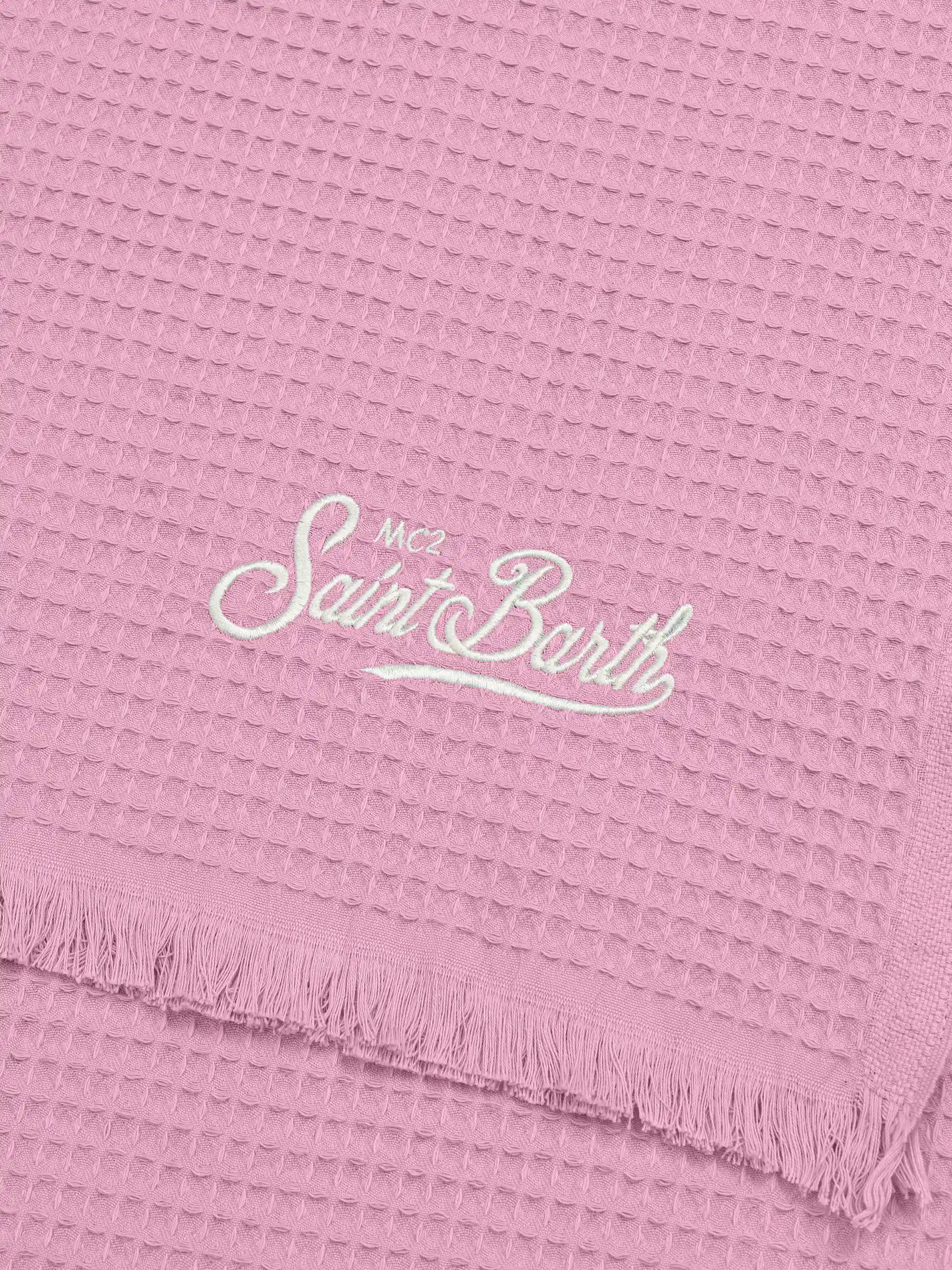 Pink honeycomb cotton FoutaSac beach towel - Image 2