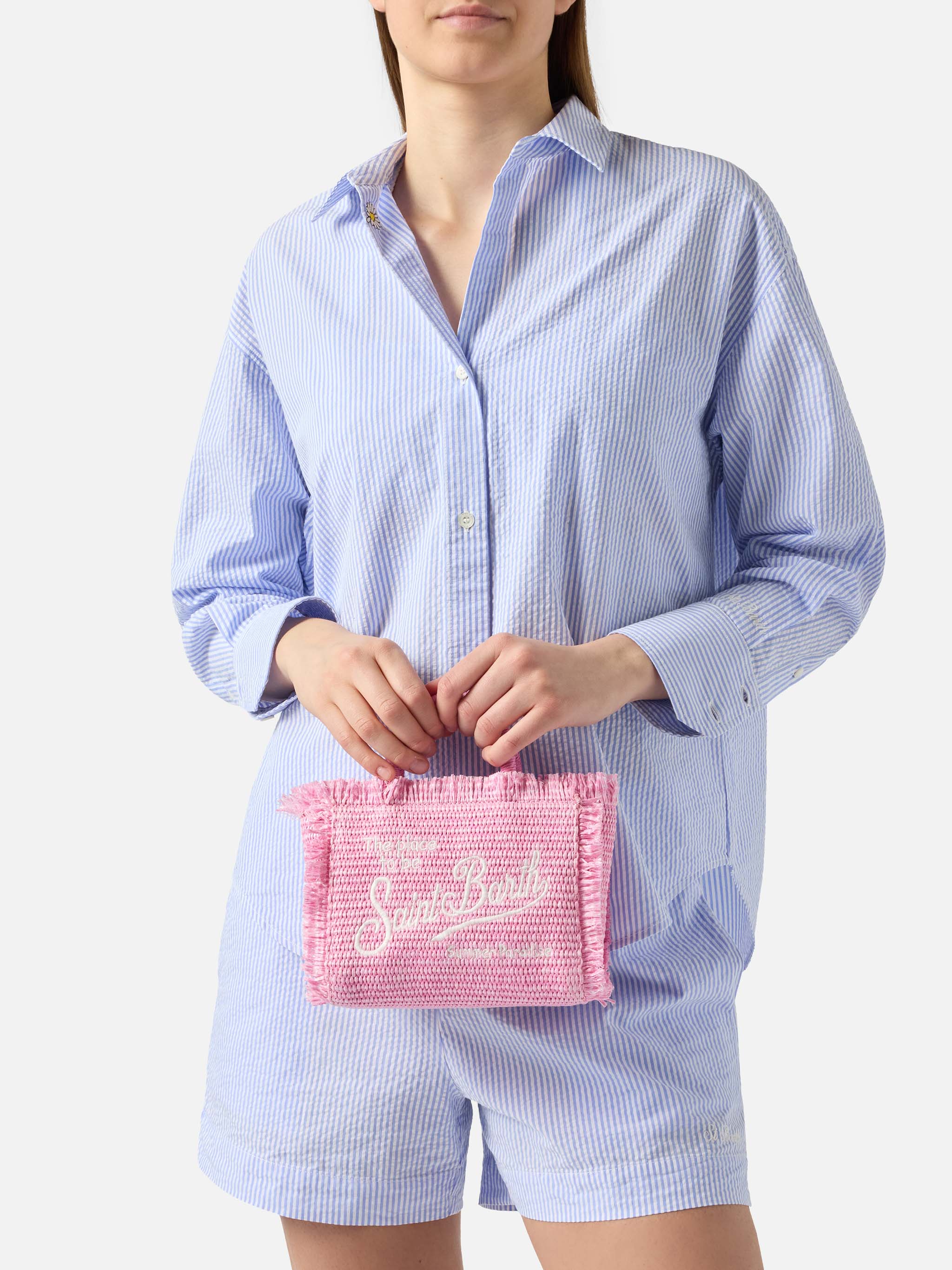 Pink Mini Vanity Straw effect bag - Image 2