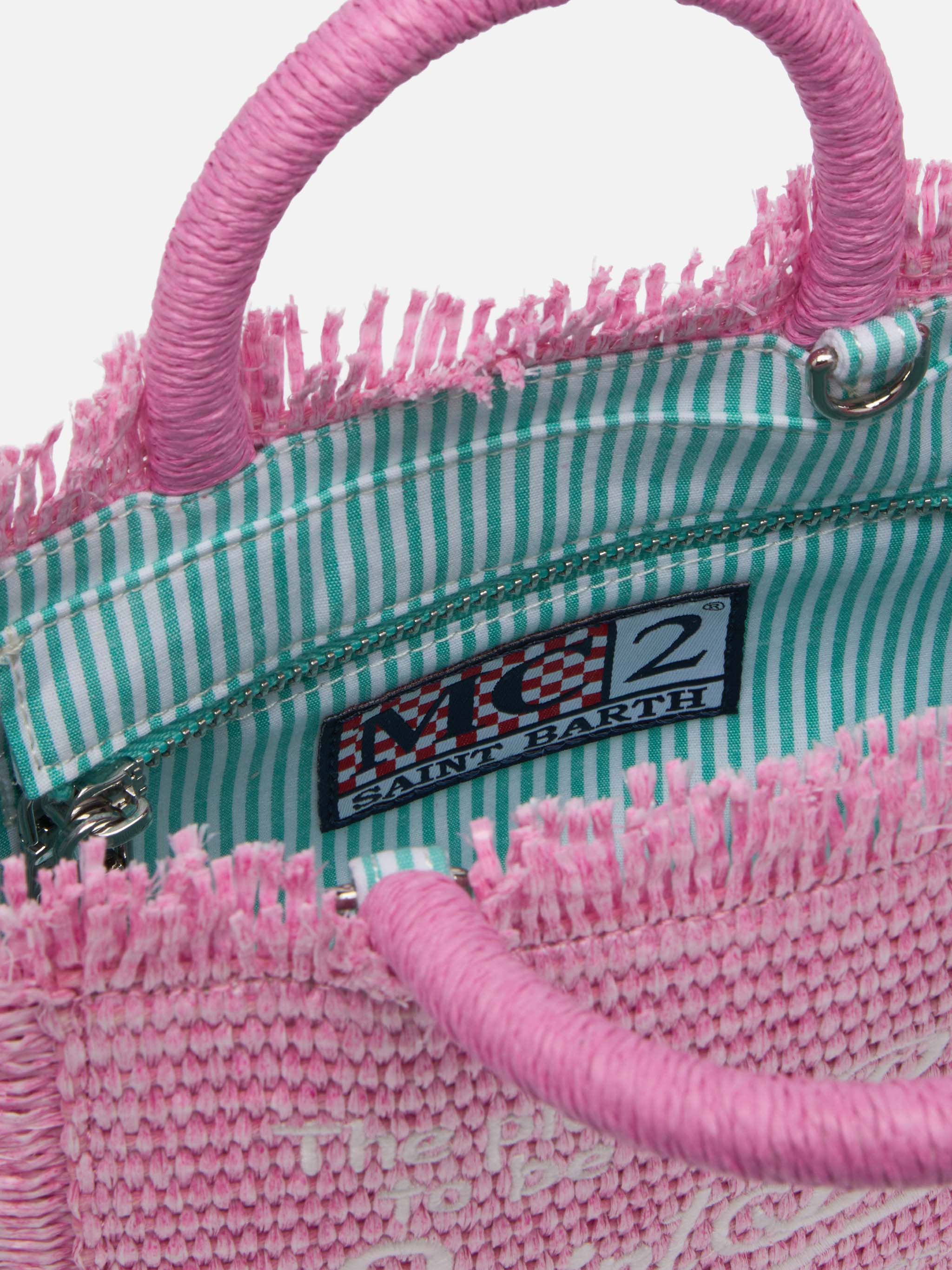 Pink Mini Vanity Straw effect bag - Image 4