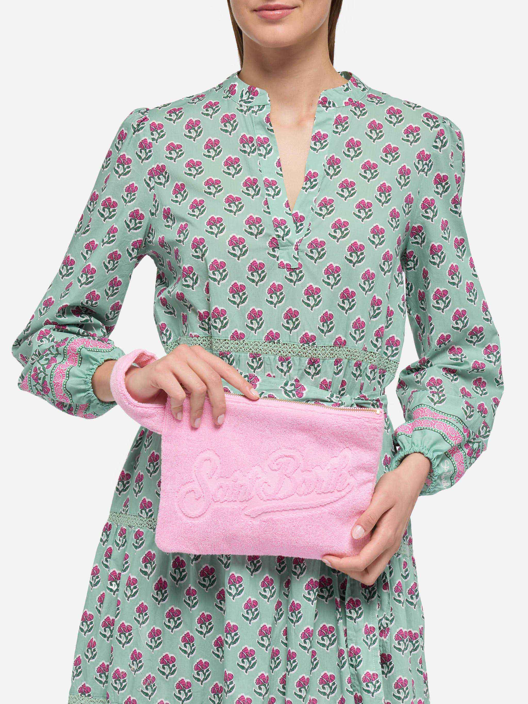 Pink Pareasy pochette with jacquard Saint Barth logo - Image 2