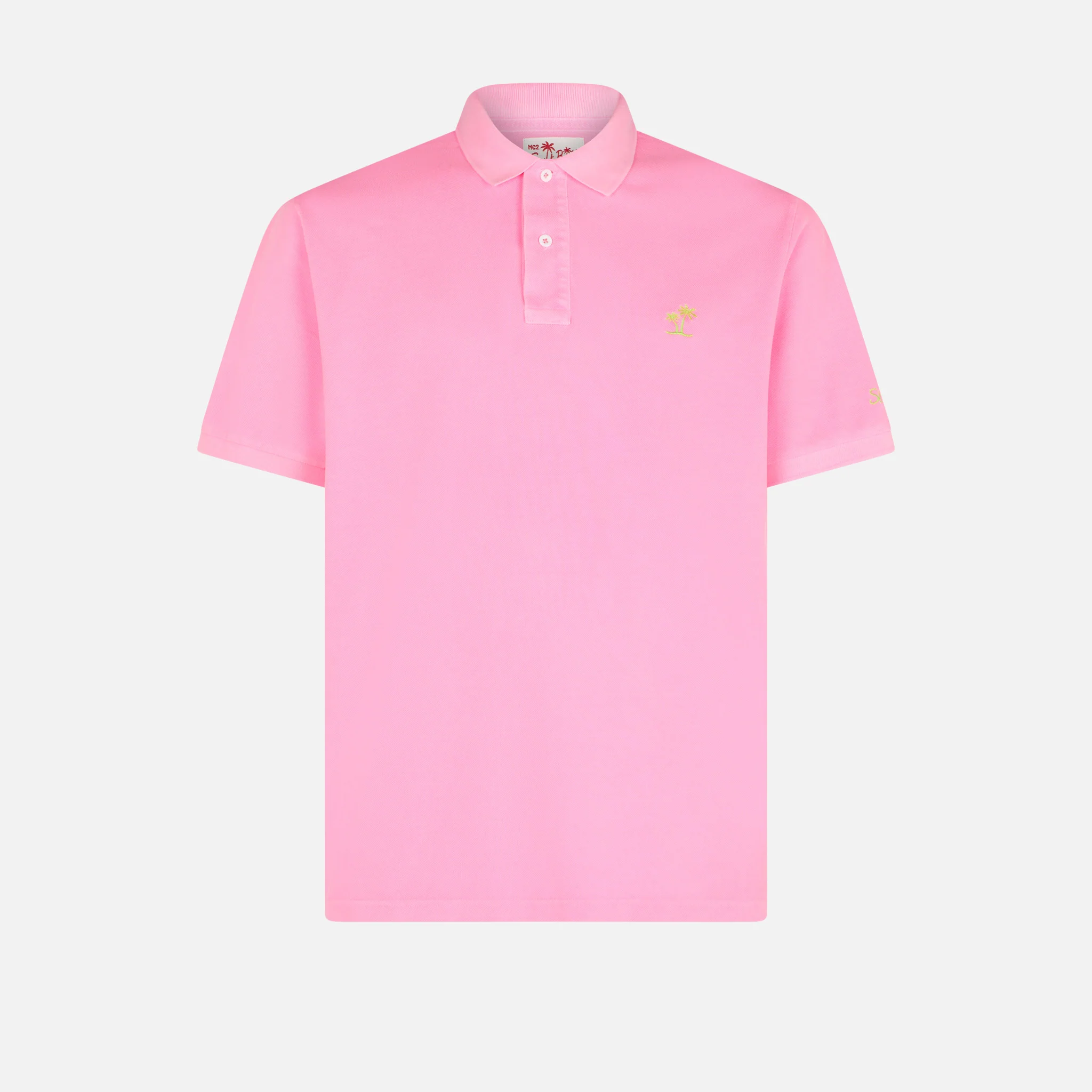 Pink piquet polo with St. Barth logo and vintage effect - Image 4