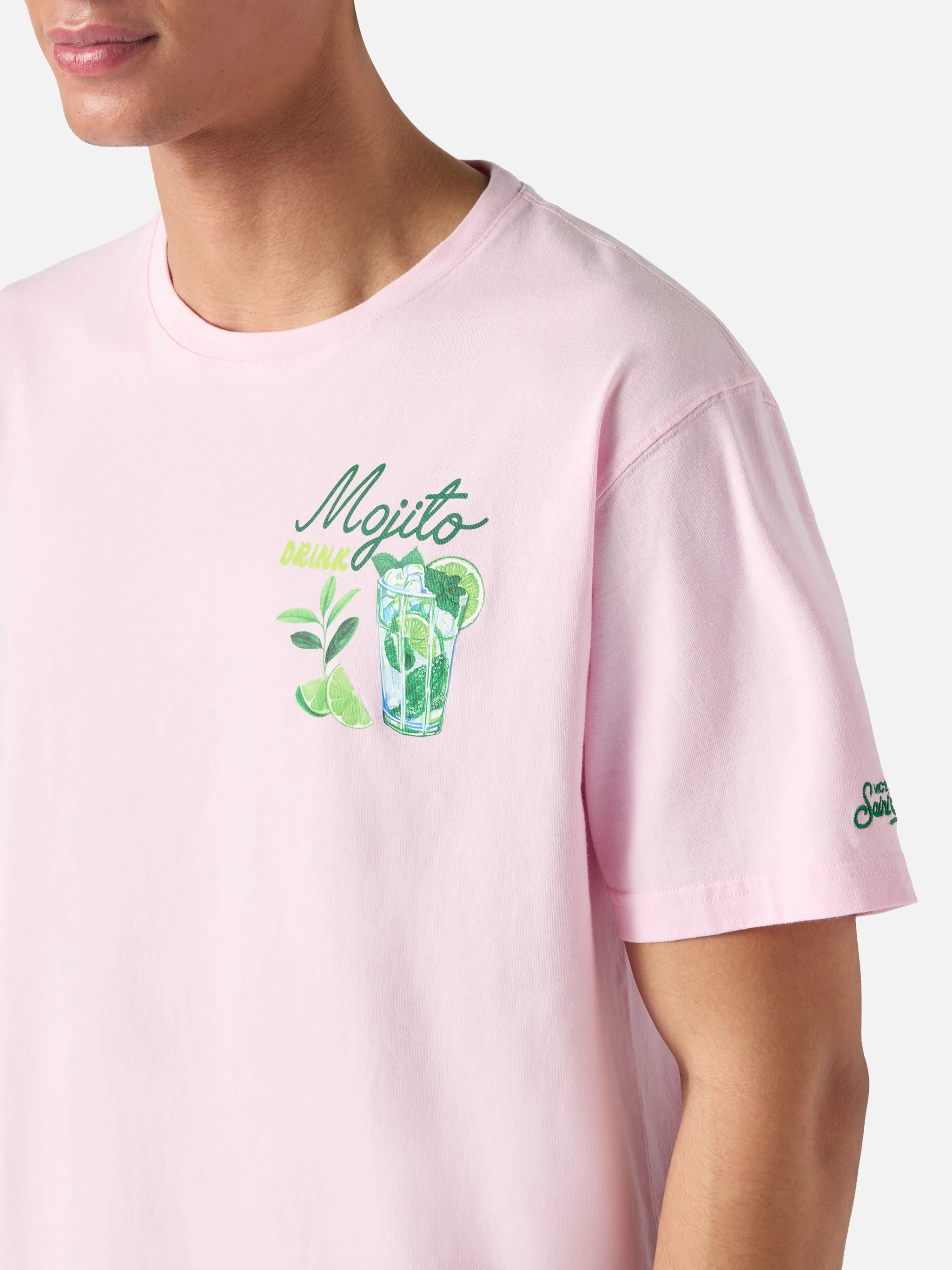 Pink Portland t-shirt with Mojito Drink illustration - Image 2