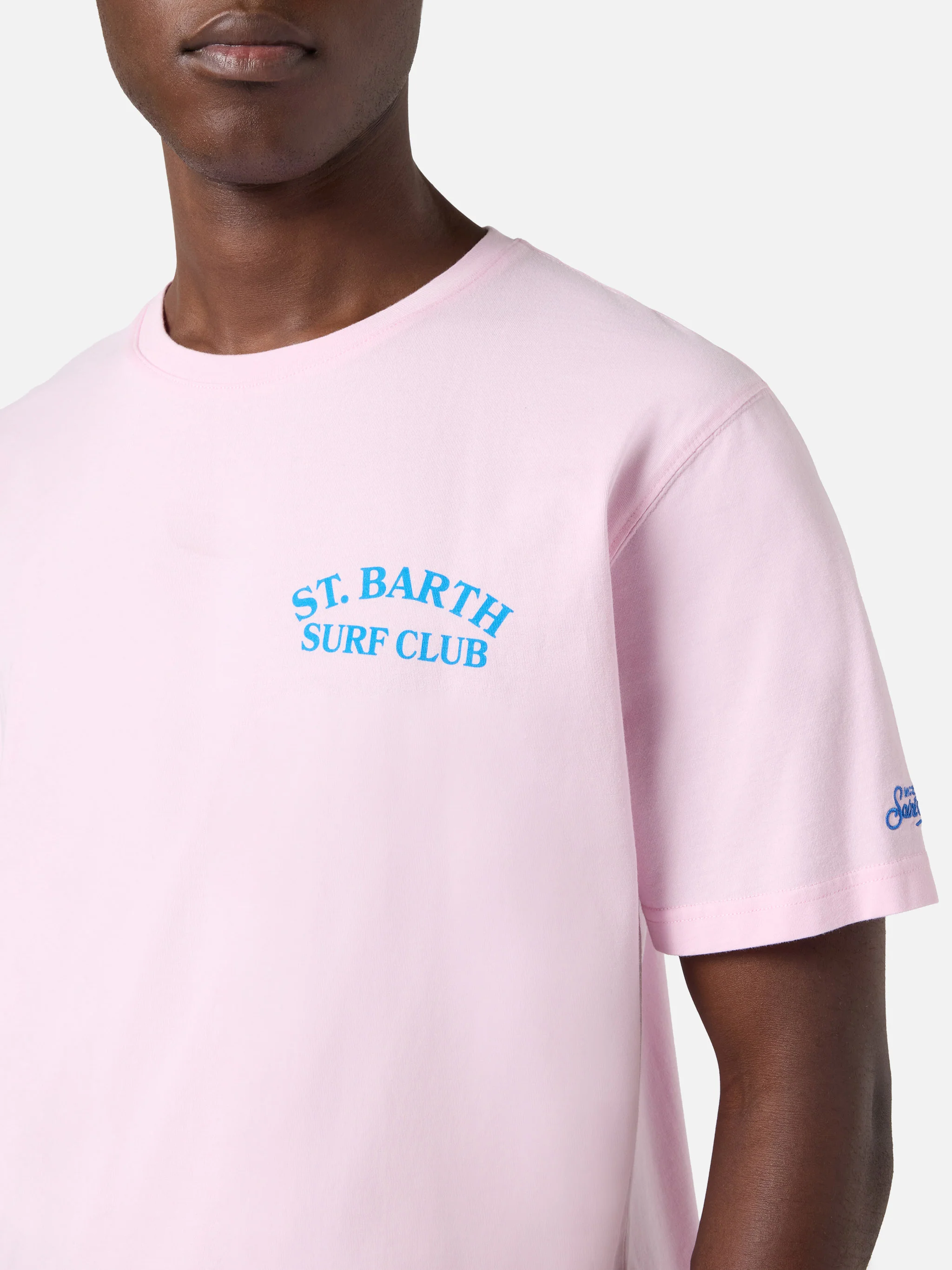 Pink Portland t-shirt with St. Barth Surf Club print - Image 2