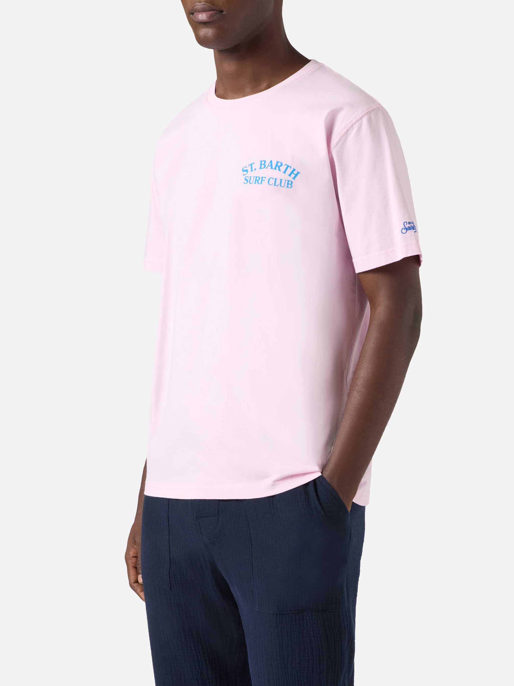 Pink Portland t-shirt with St. Barth Surf Club print - Image 3