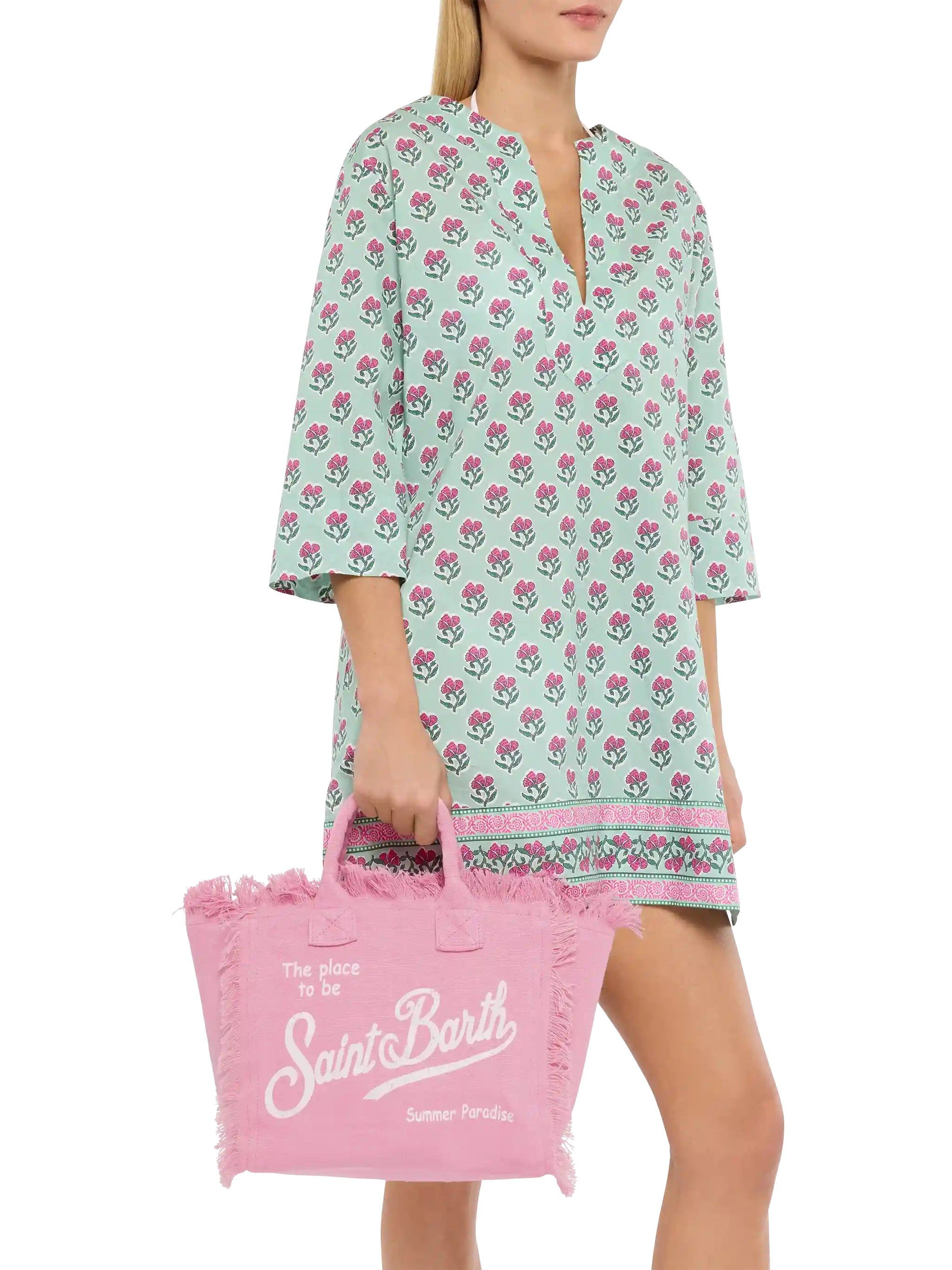 Pink solid color linen Colette bag - Image 2