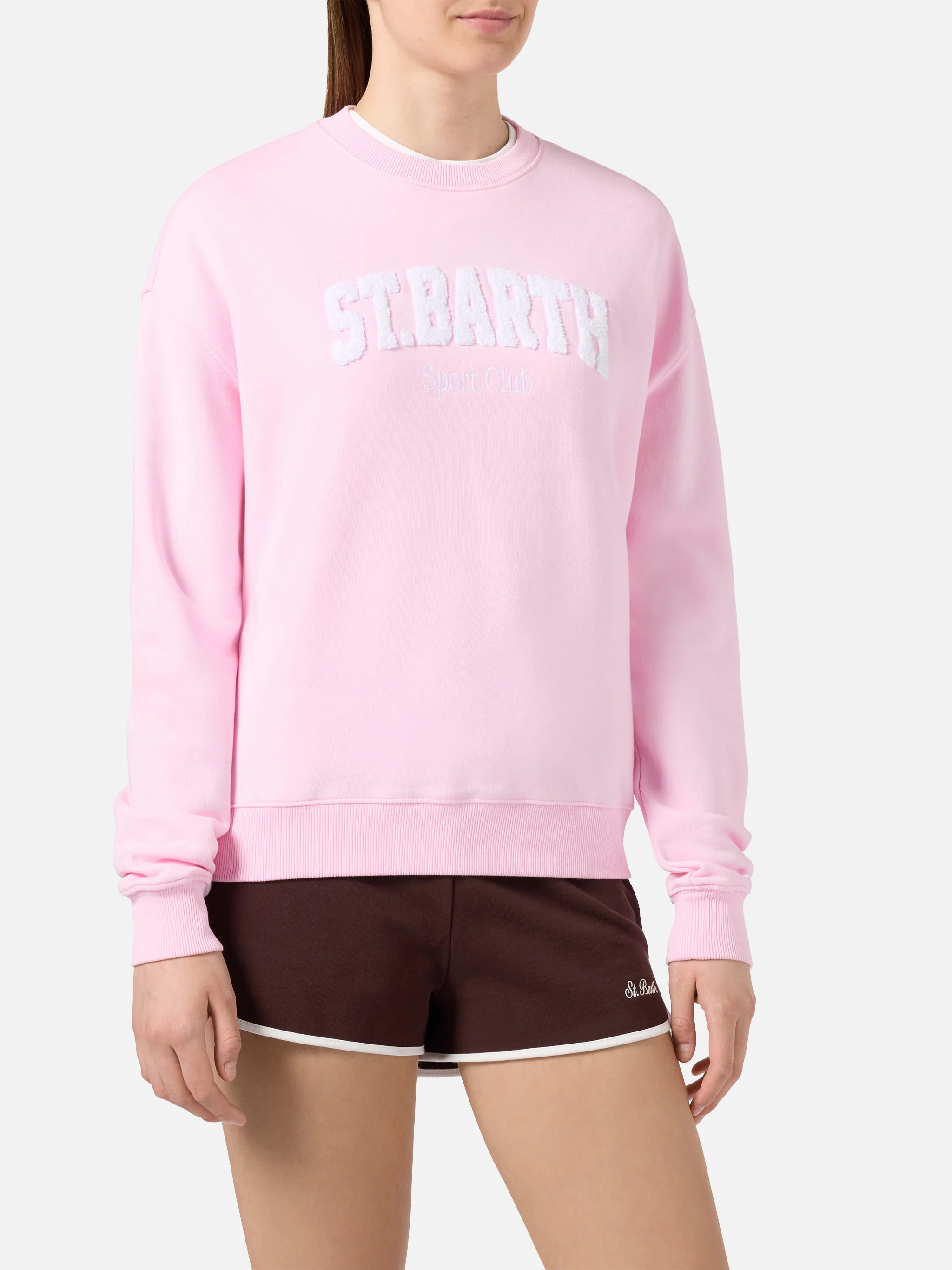 Pink Stardust sweatshirt with raised terry-effect logo and Sport Club embroidery - Image 2