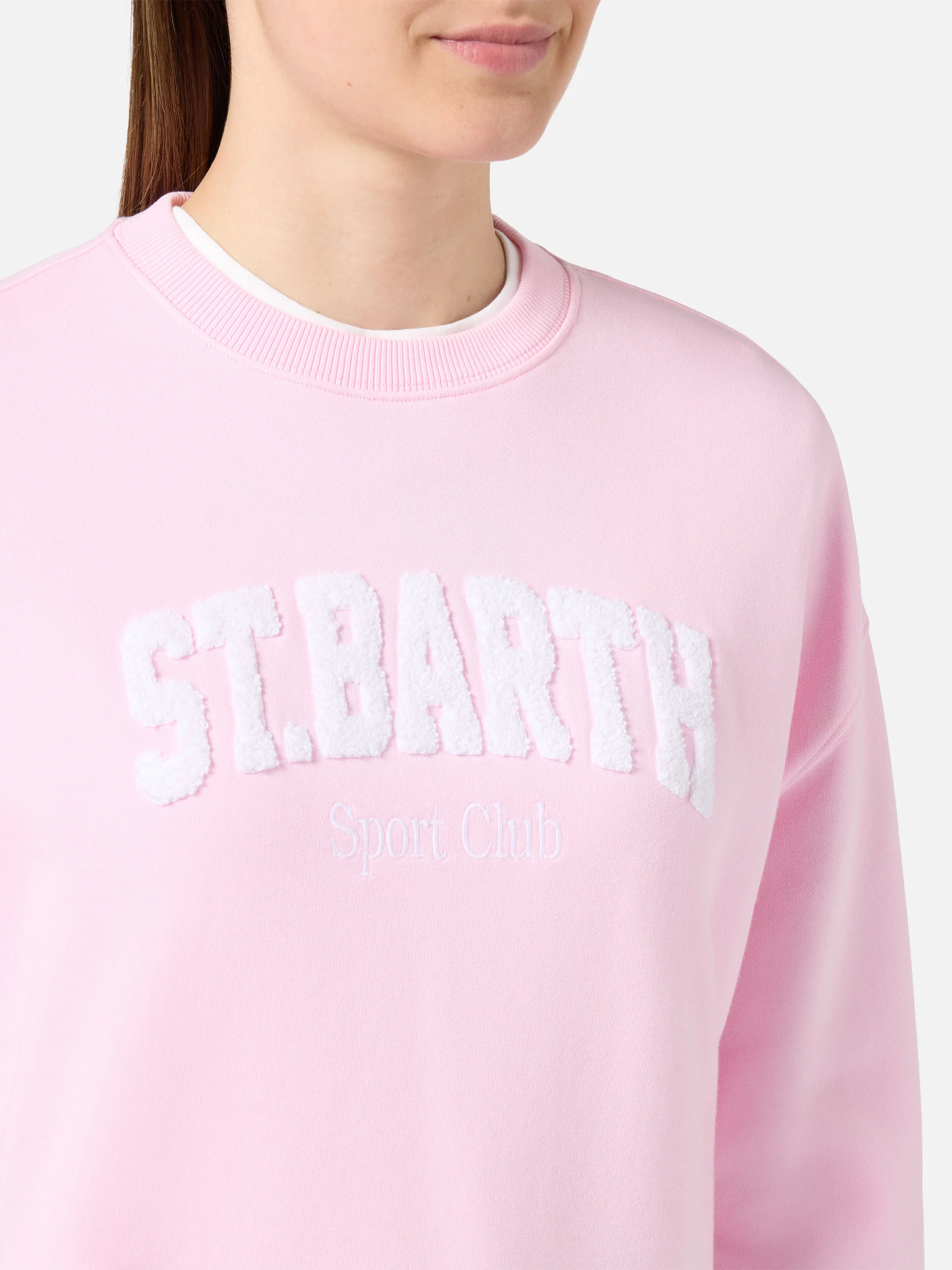 Pink Stardust sweatshirt with raised terry-effect logo and Sport Club embroidery - Image 3
