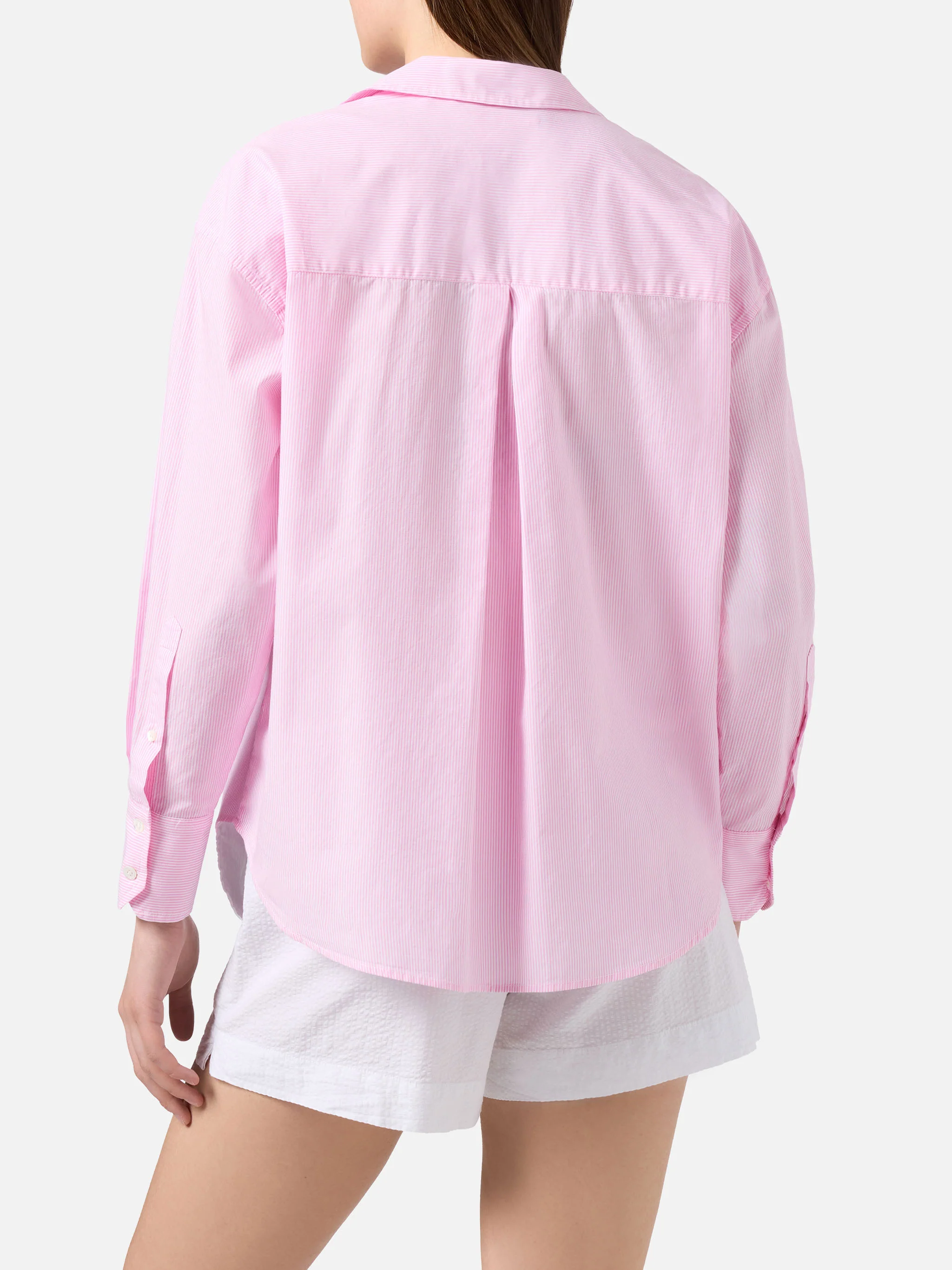 Pink striped cotton poplin Cristal shirt with embroidery - Image 3
