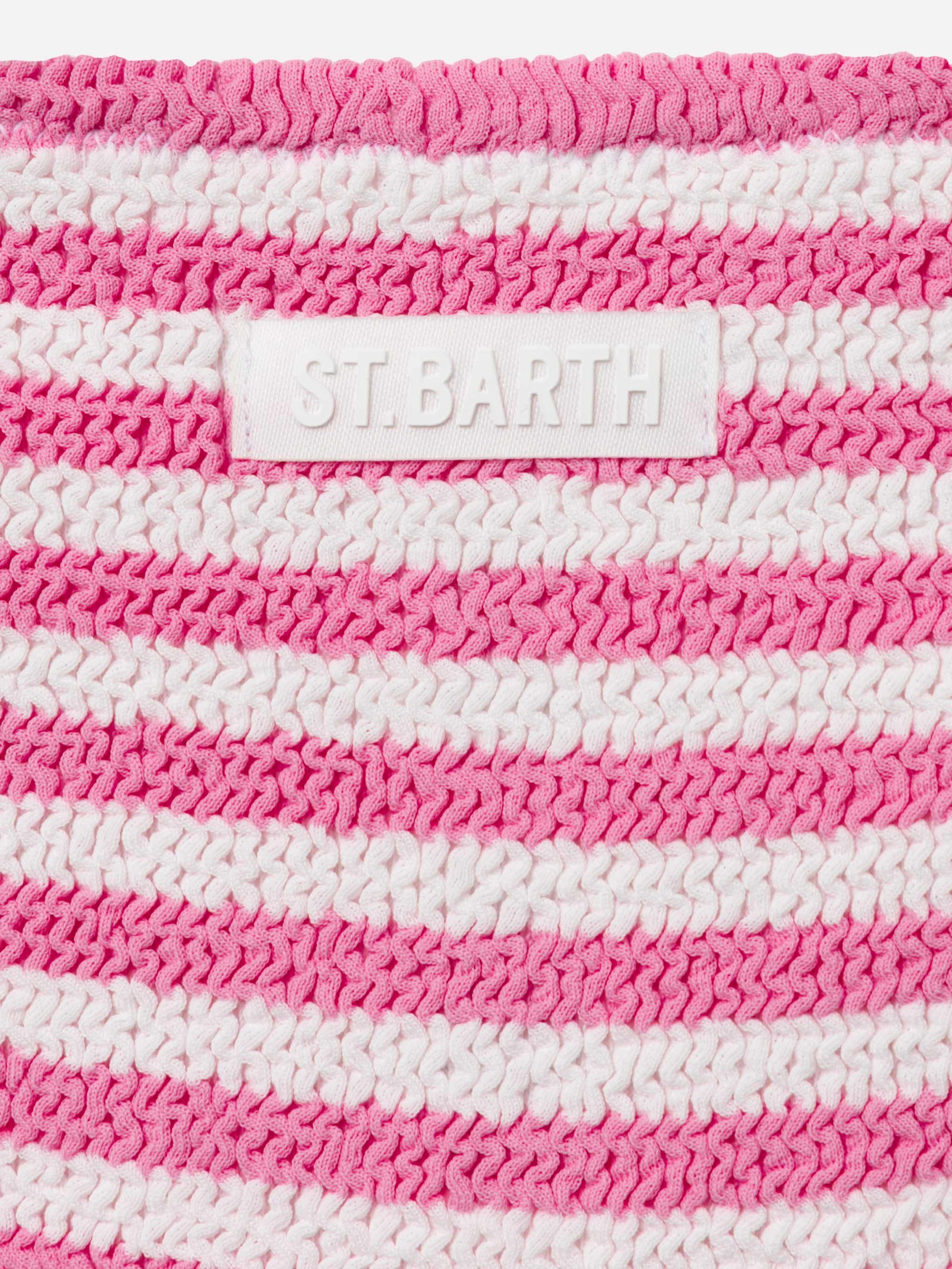 Pink striped crinkle classic bralette bikini Baker - Image 3