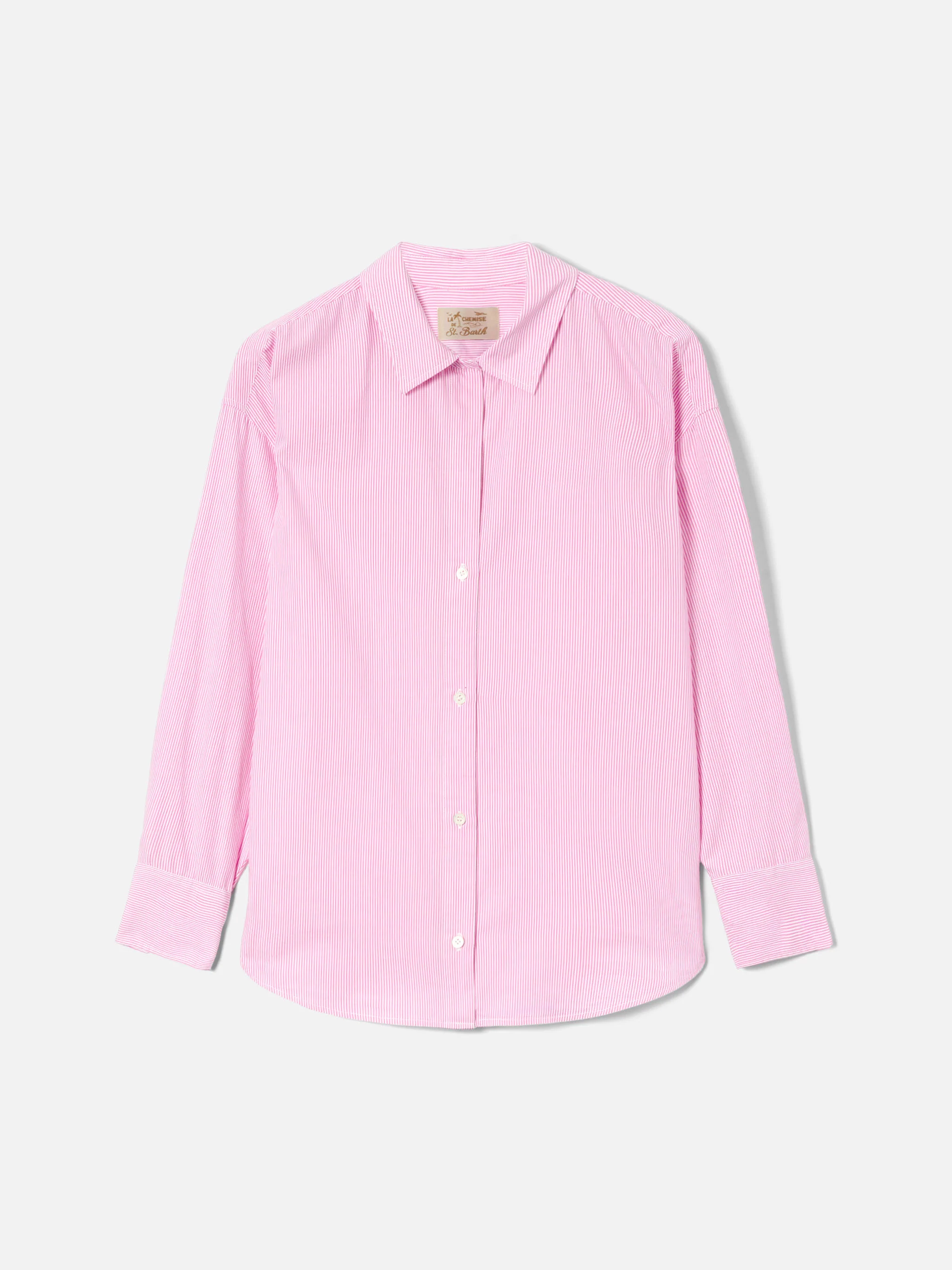 Pink striped Cristal shirt with Meet Me In Saint Barth embroidery - Image 4