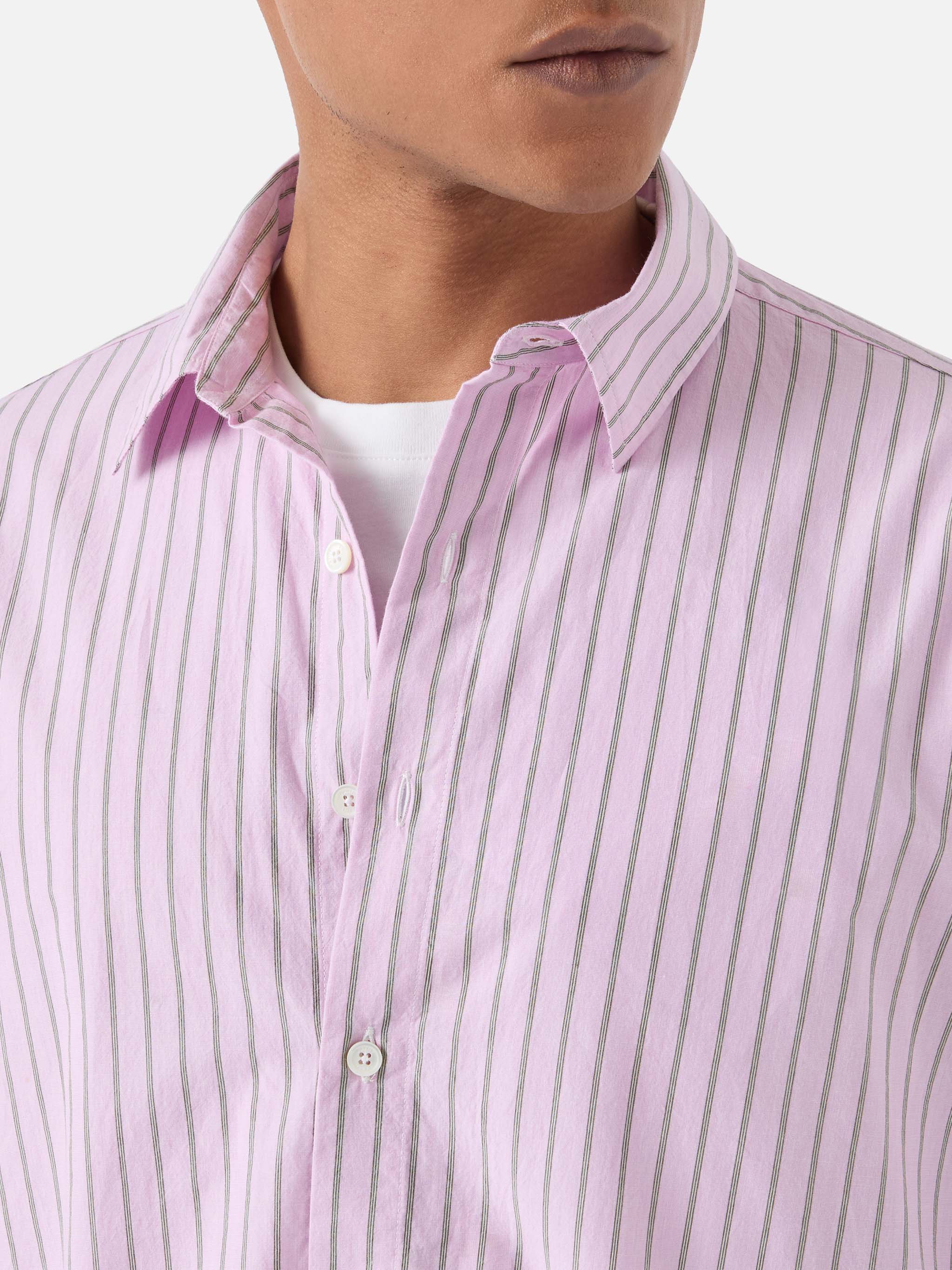 Pink striped Levanzo shirt in pure cotton - Image 2