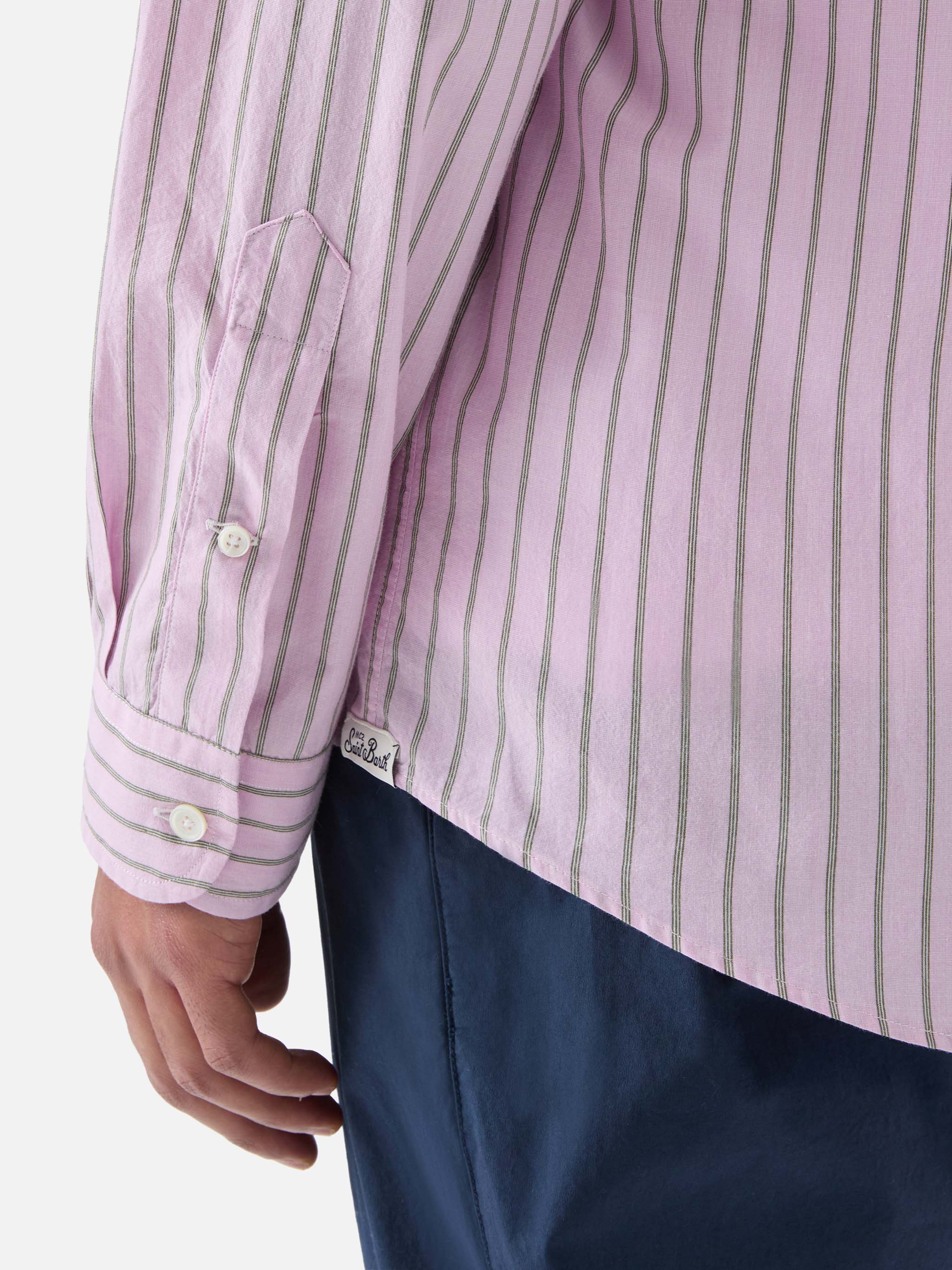 Pink striped Levanzo shirt in pure cotton - Image 4
