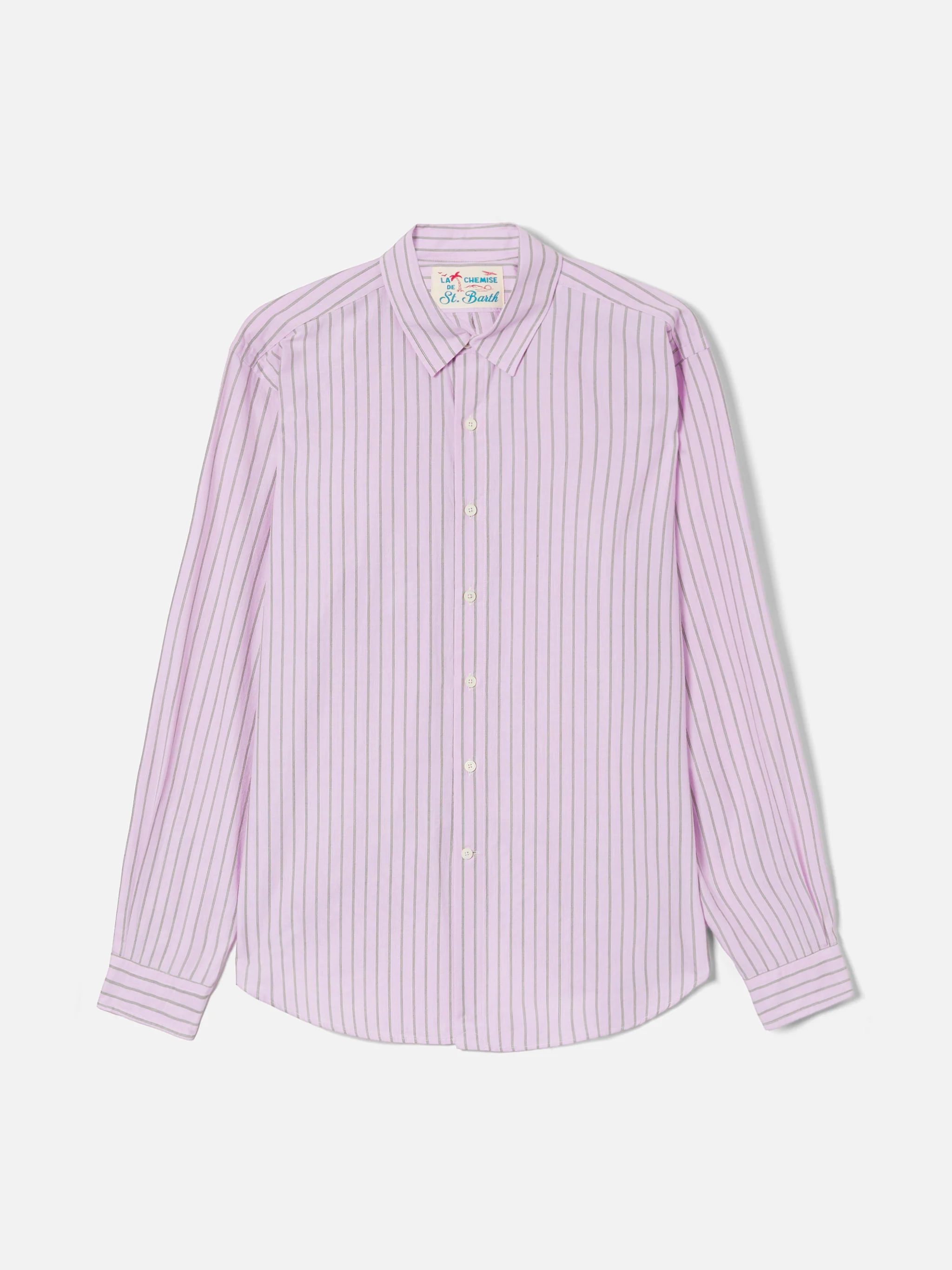 Pink striped Levanzo shirt in pure cotton - Image 5
