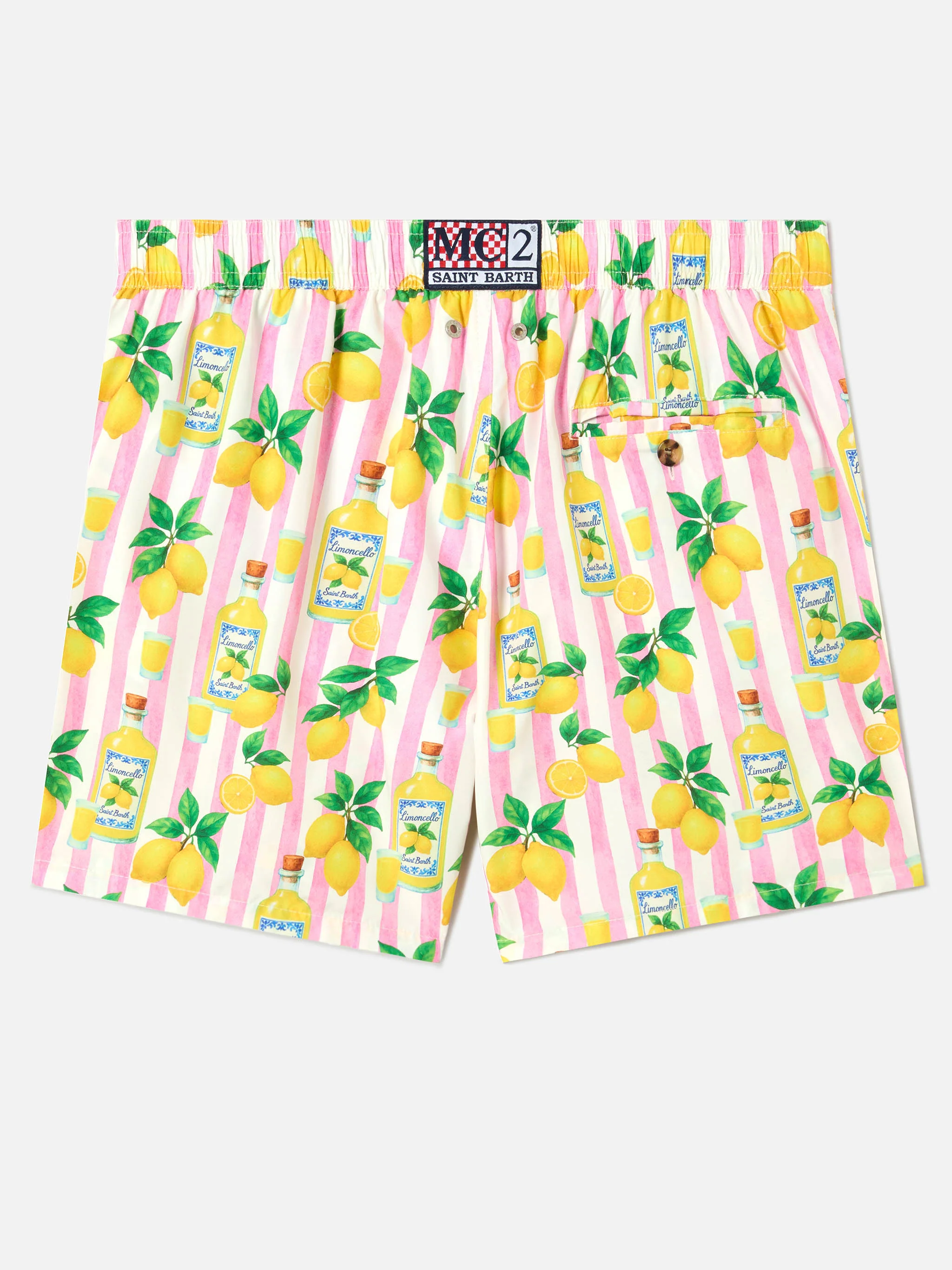 Pink striped Lighting swim shorts with all-over limoncello print - Image 2