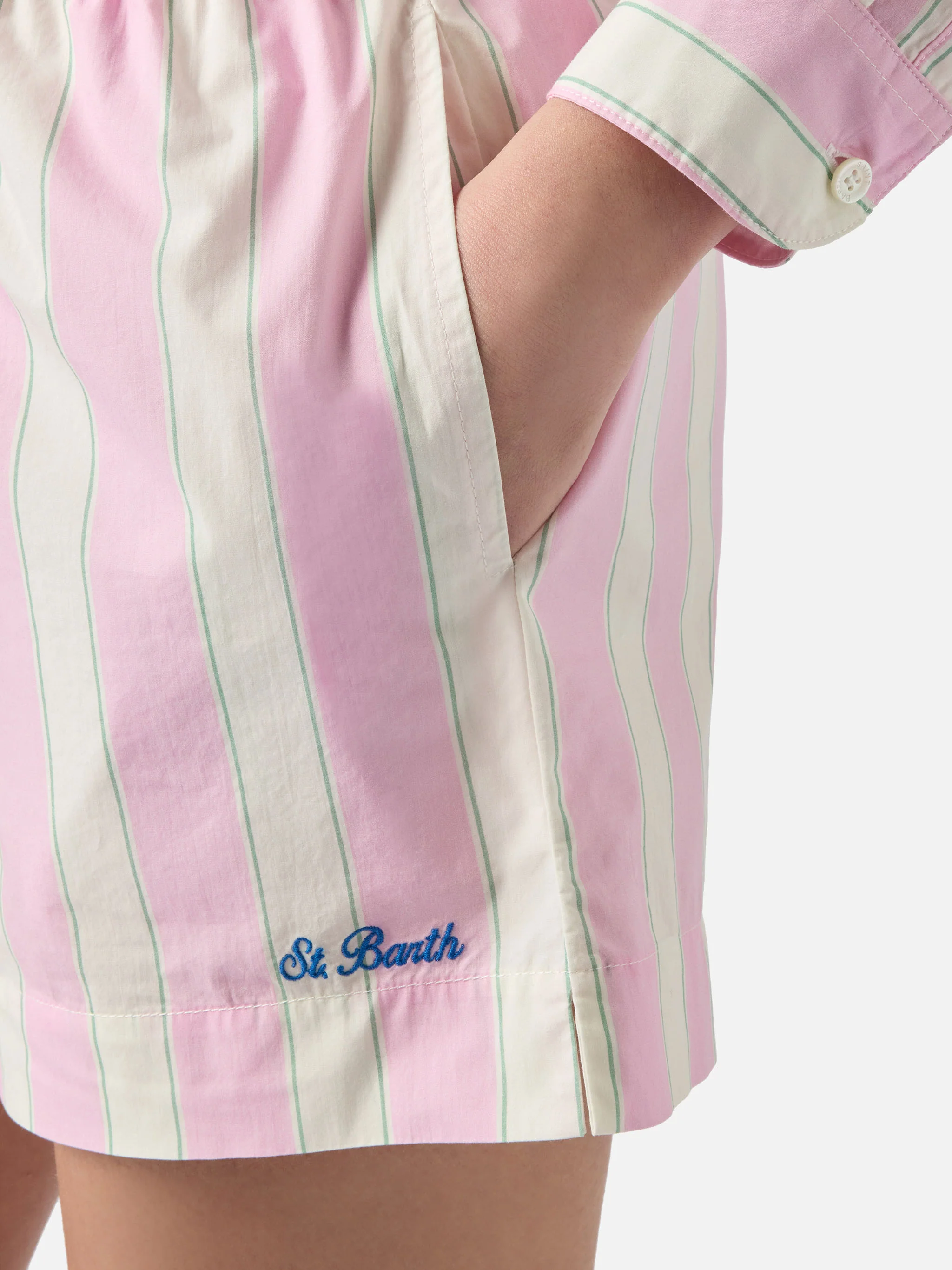 Pink striped Meave cotton shorts - Image 4