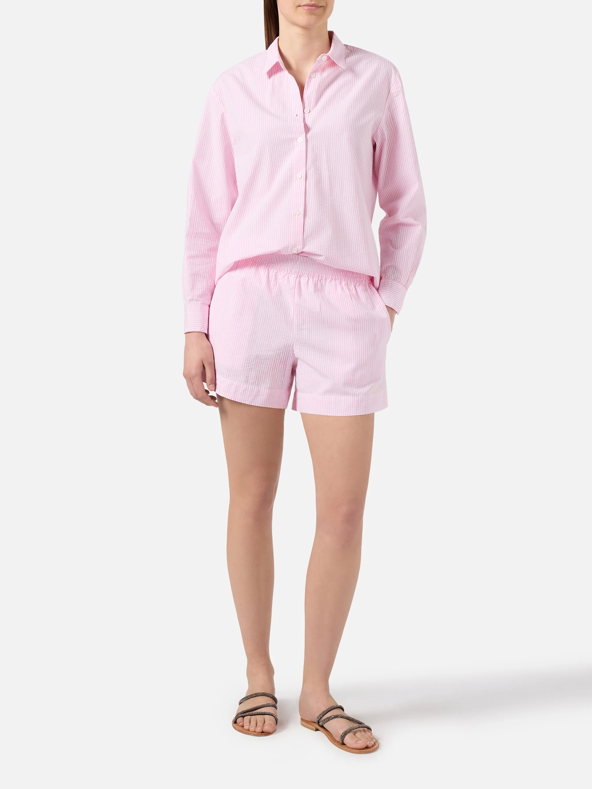 Pink striped Meave seersucker shorts - Image 2
