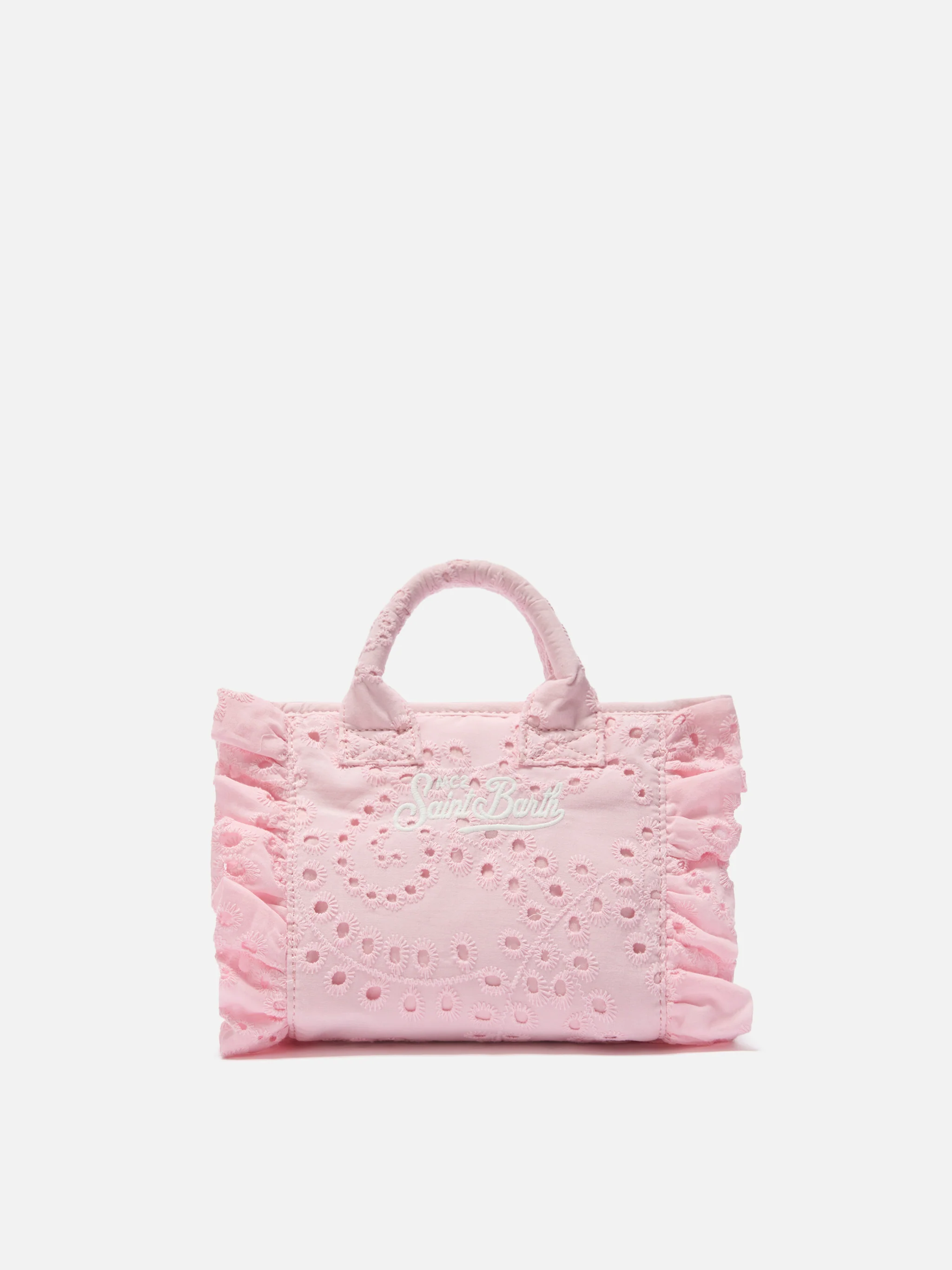 Pink Vanity mini volant bag in broderie anglaise cotton - Image 3