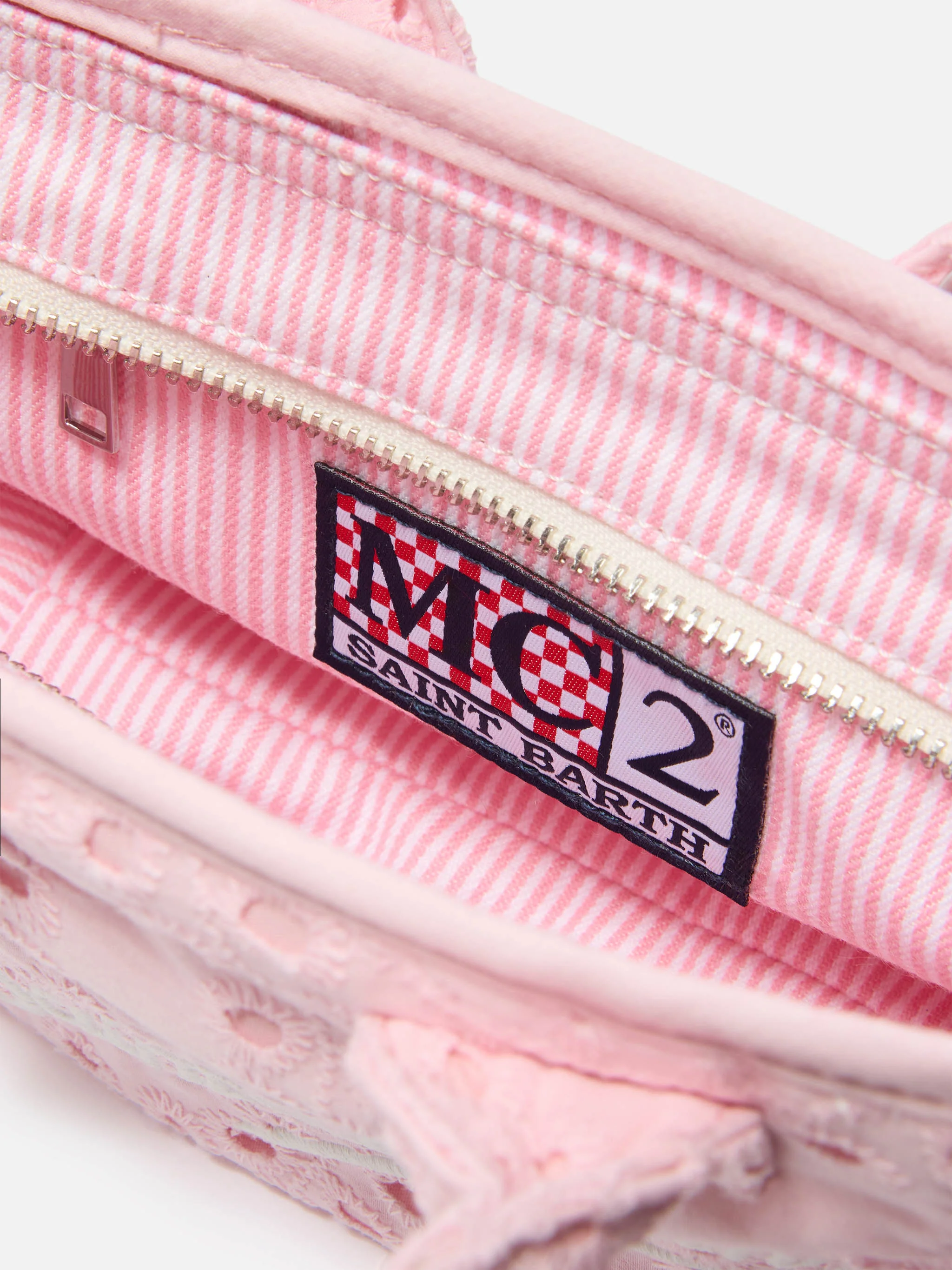 Pink Vanity mini volant bag in broderie anglaise cotton - Image 4