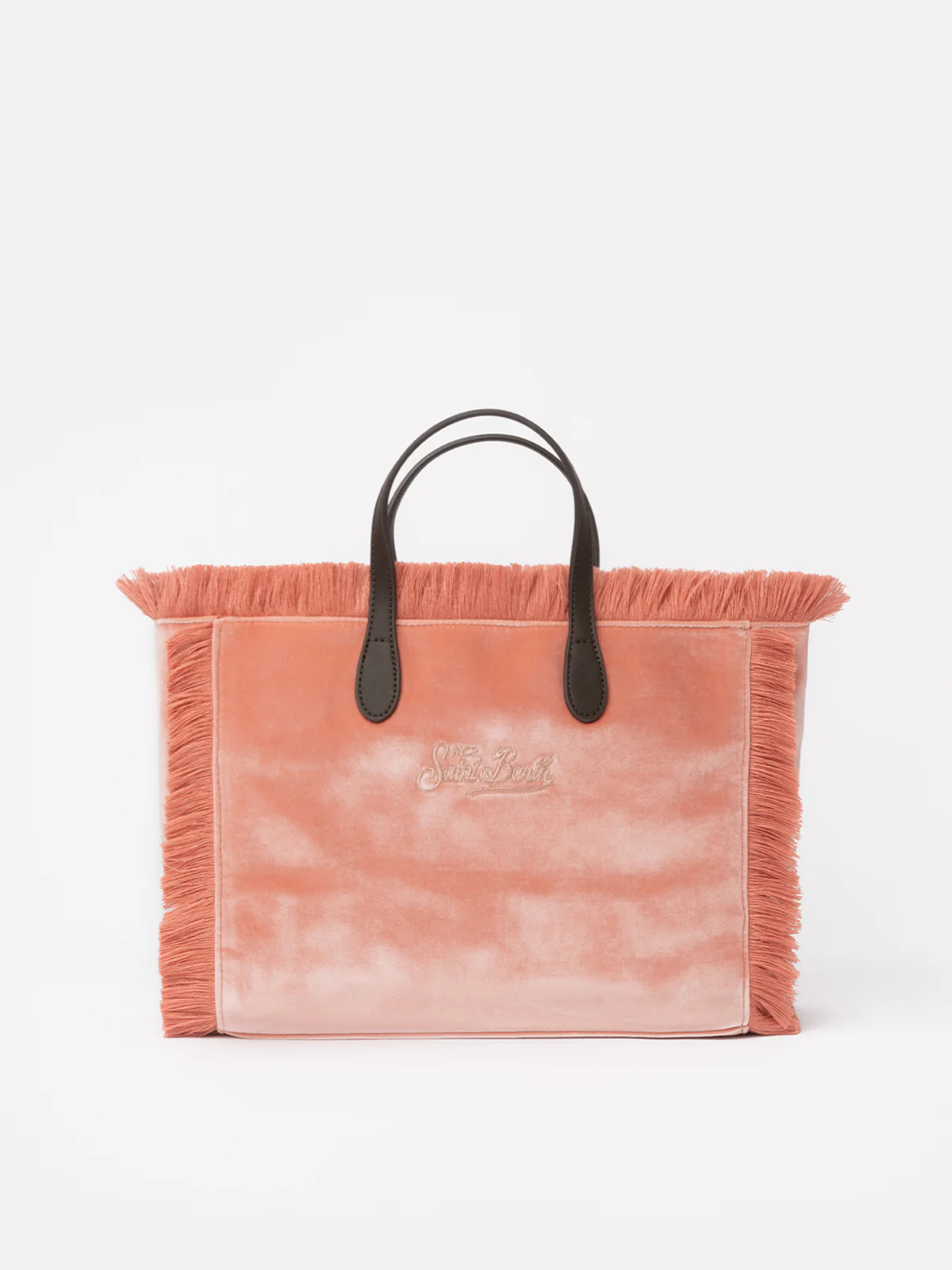 Pink velvet Colette handbag with rhinestones logo - Image 5