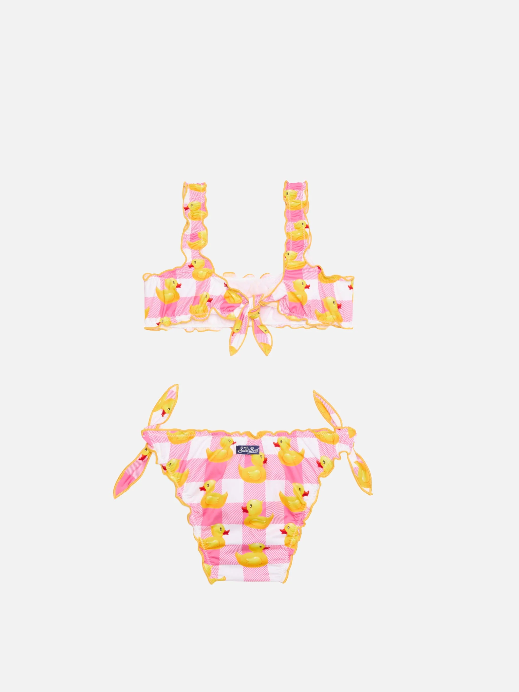 Pink vichy and ducky bikini for girls - Image 2