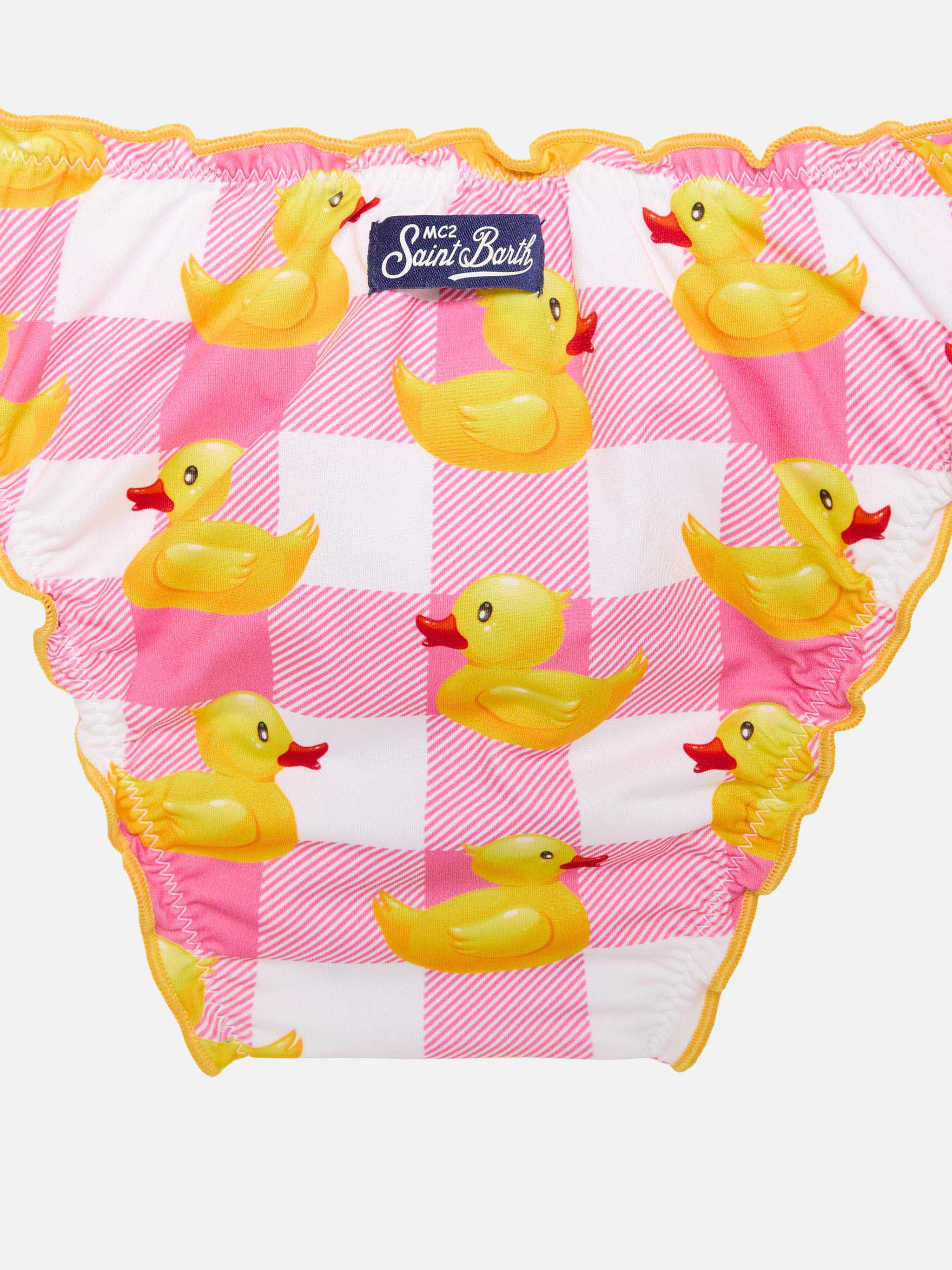 Pink vichy and ducky bikini for girls - Image 3