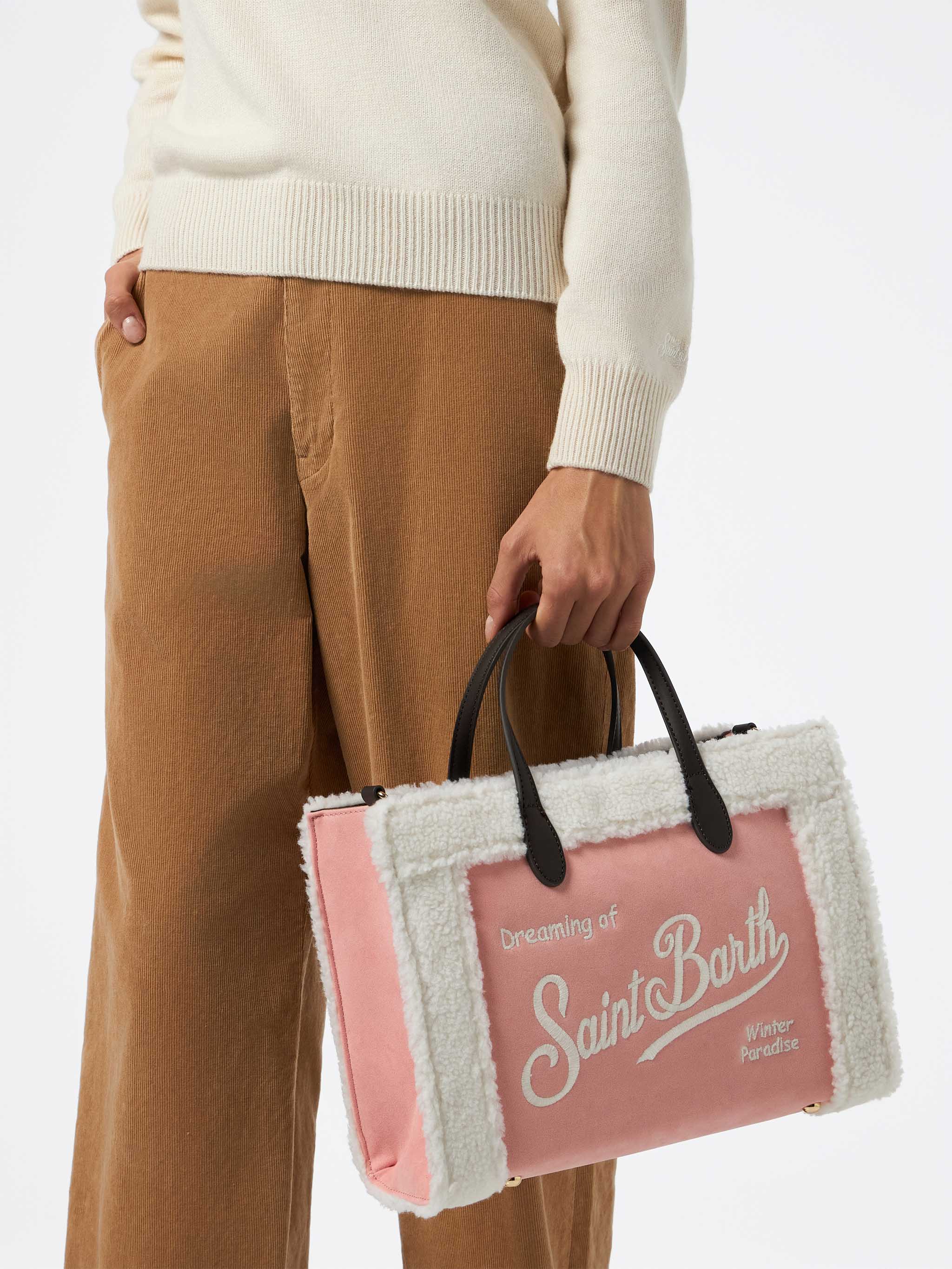 Pink Vivian handbag with sherpa details - Image 2