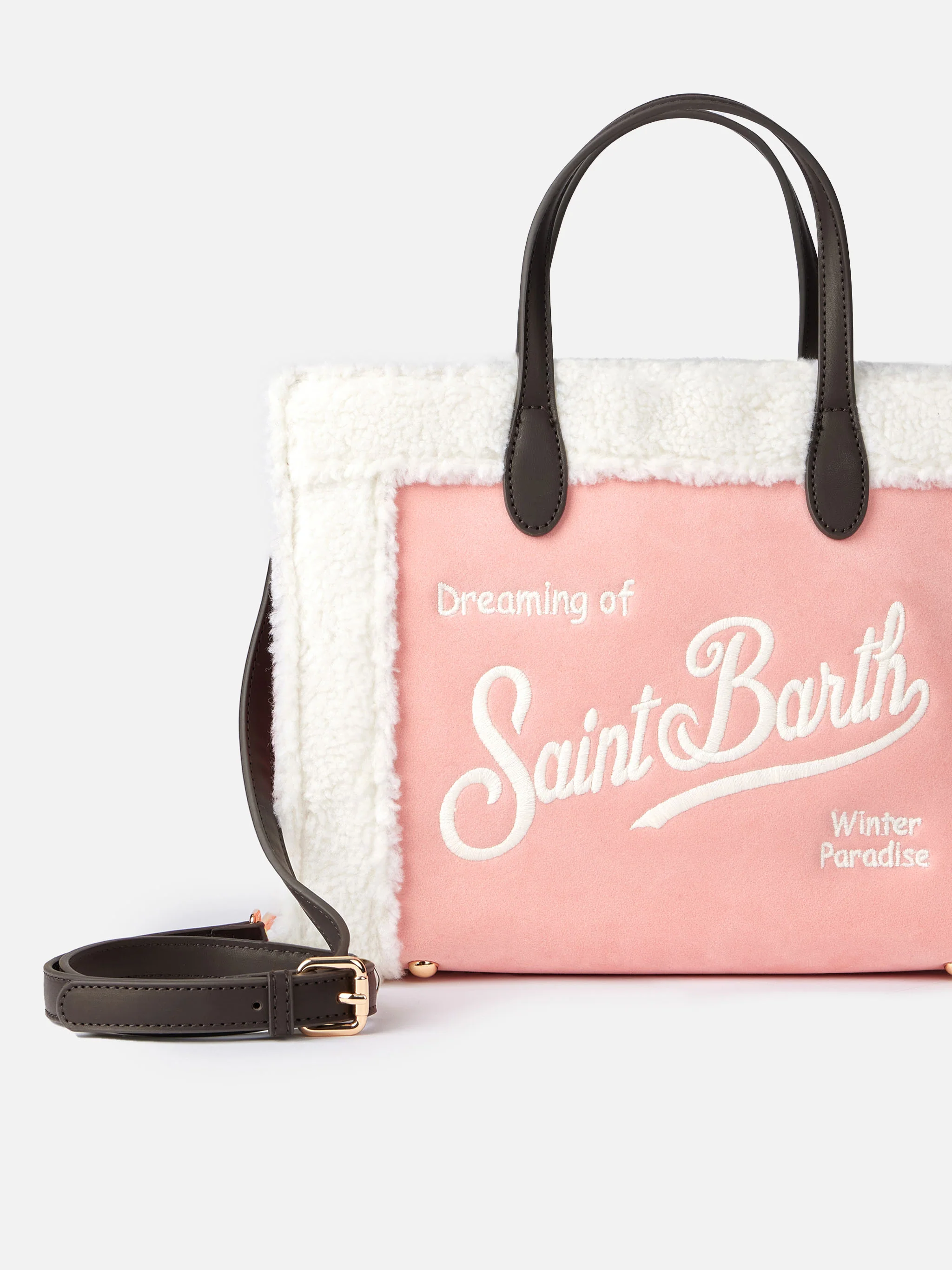 Pink Vivian handbag with sherpa details - Image 3
