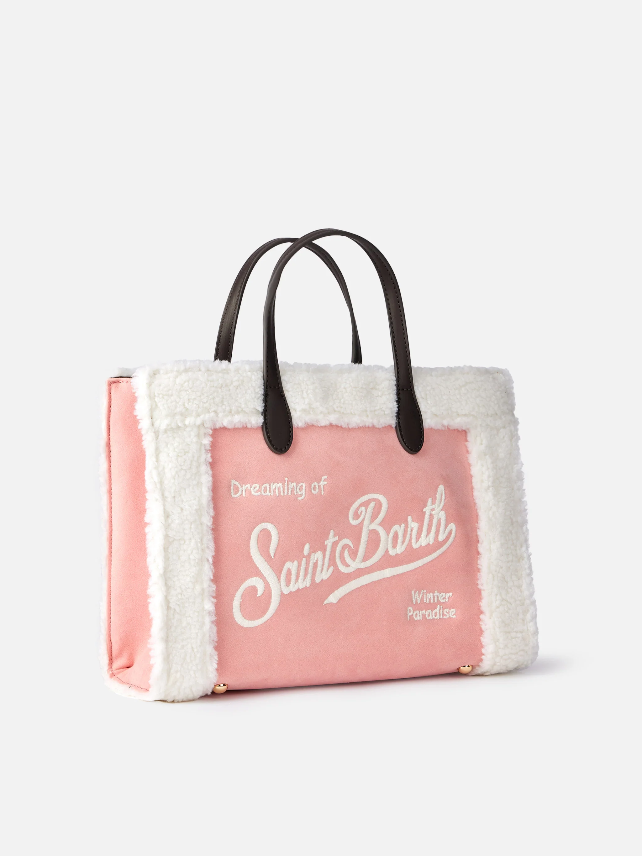 Pink Vivian handbag with sherpa details - Image 4
