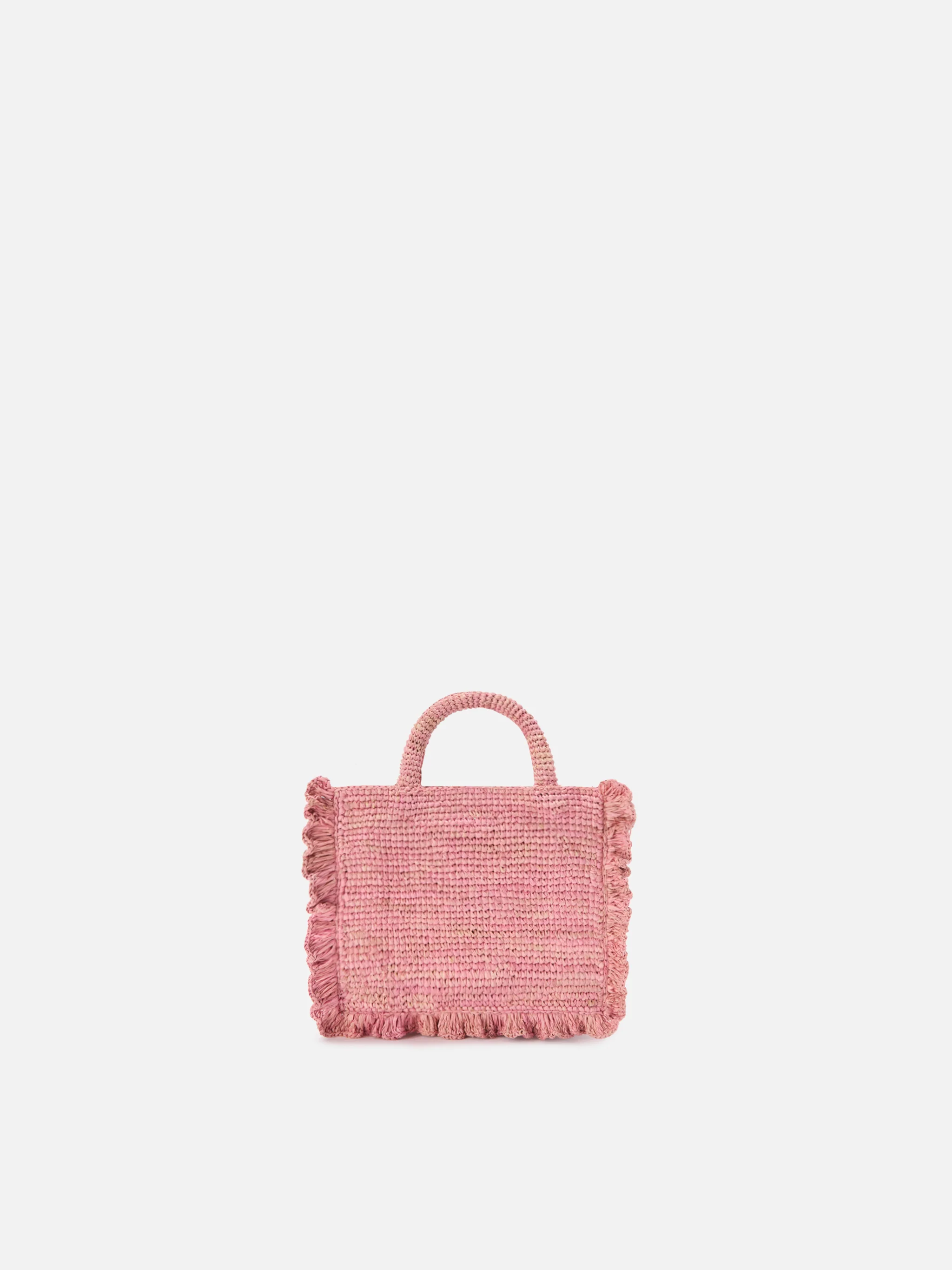 Pink Volant Mini raffia bag with embroidered logo - Image 4