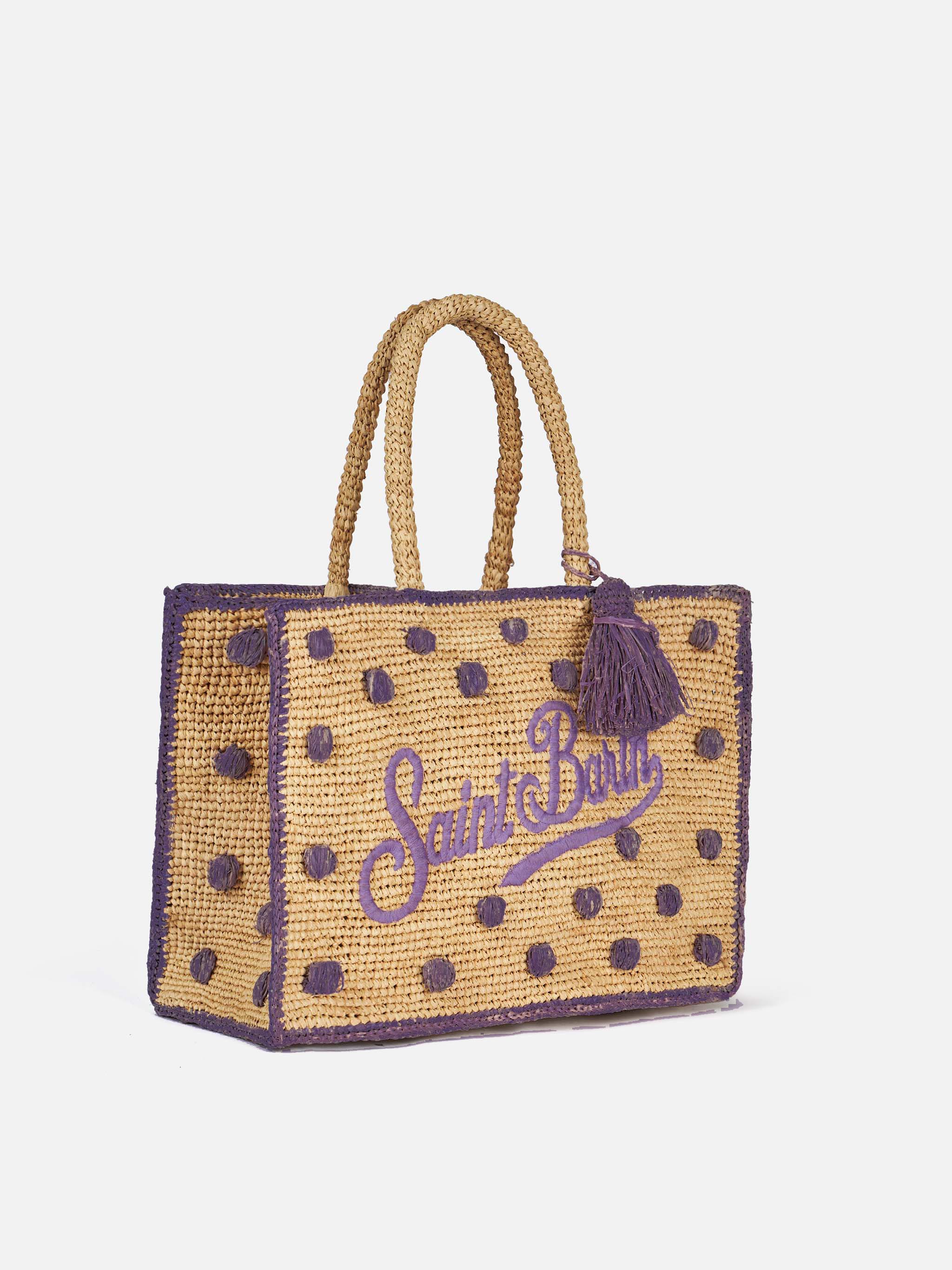 Polka dots terry Colette Raffia handbag - Image 3