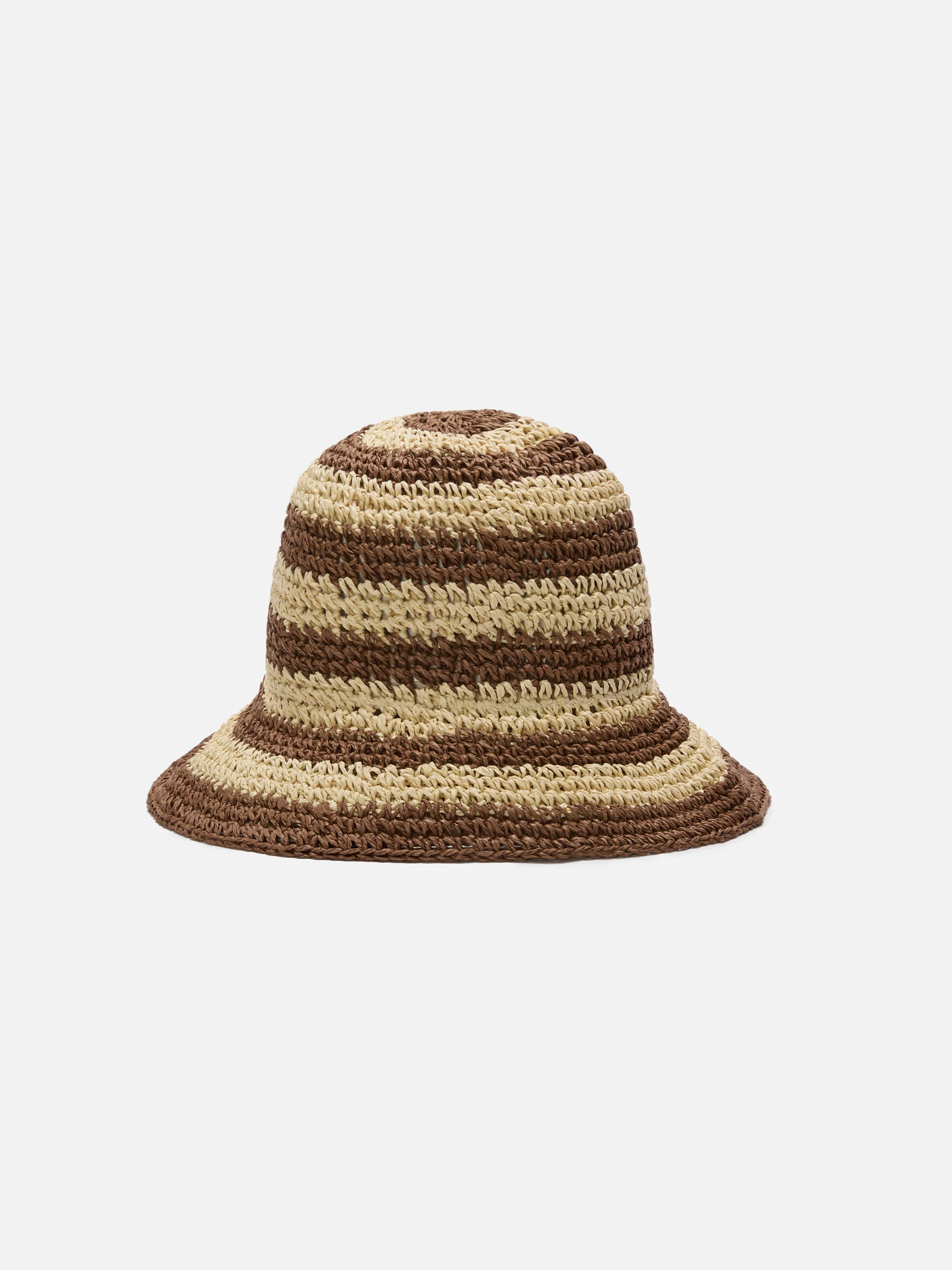 Polly bucket hat with beige and brown stripes and embroidered logo - Image 3