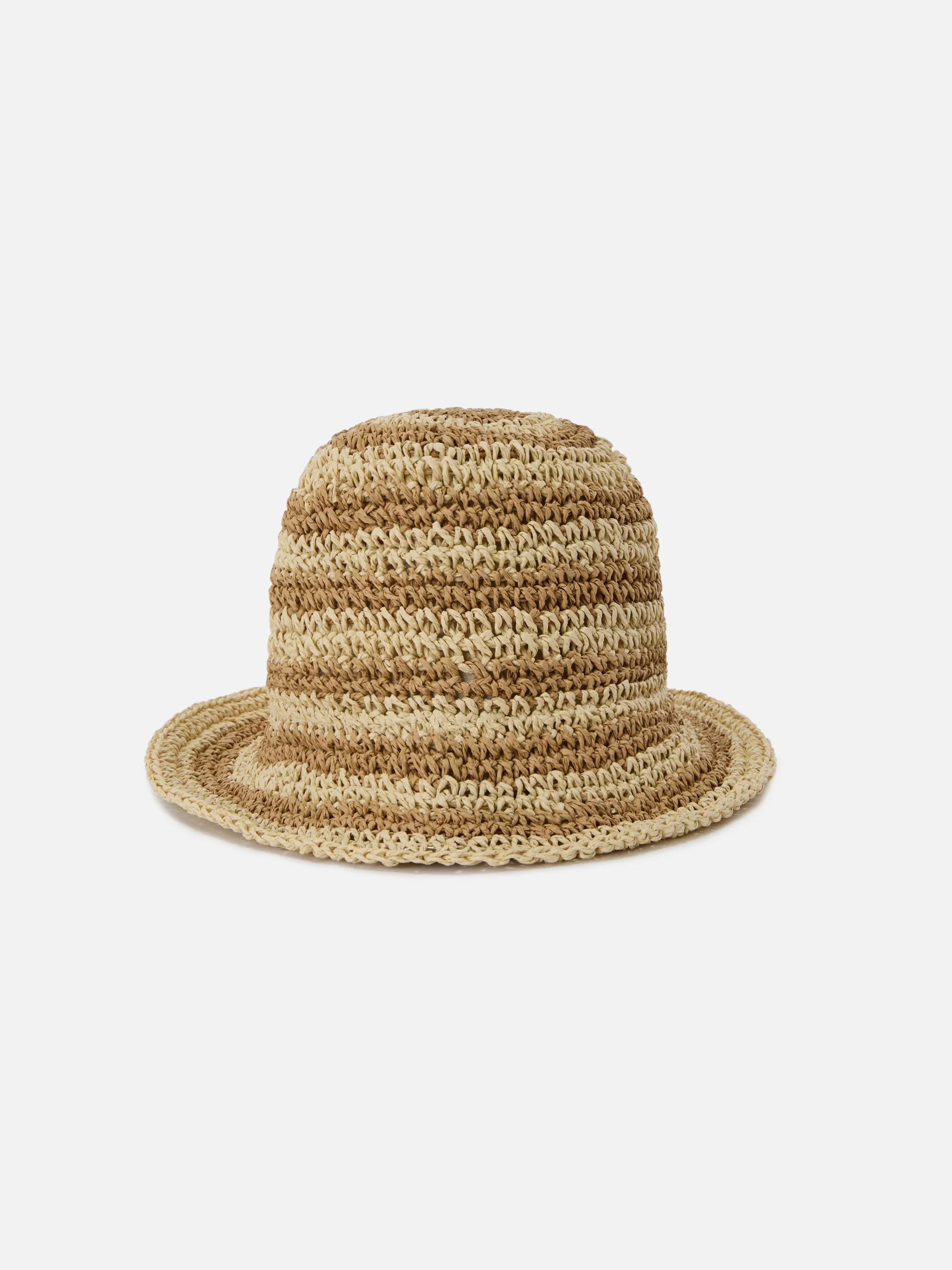 Polly bucket hat with beige and white stripes and embroidered logo - Image 3