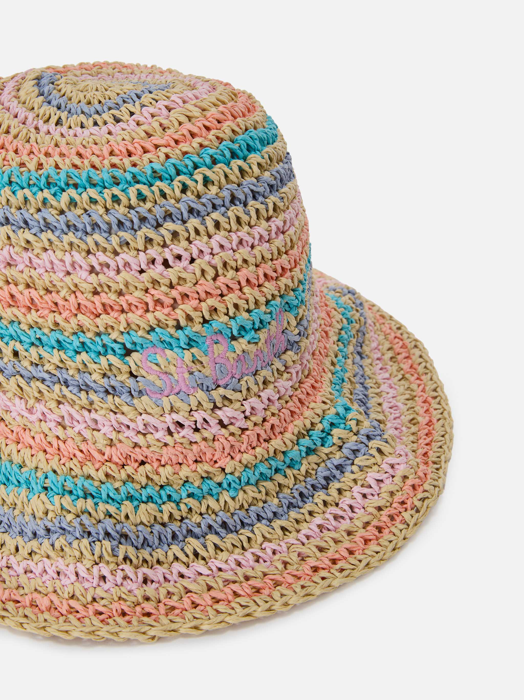 Polly bucket hat with multicolor stripes and embroidered logo - Image 2