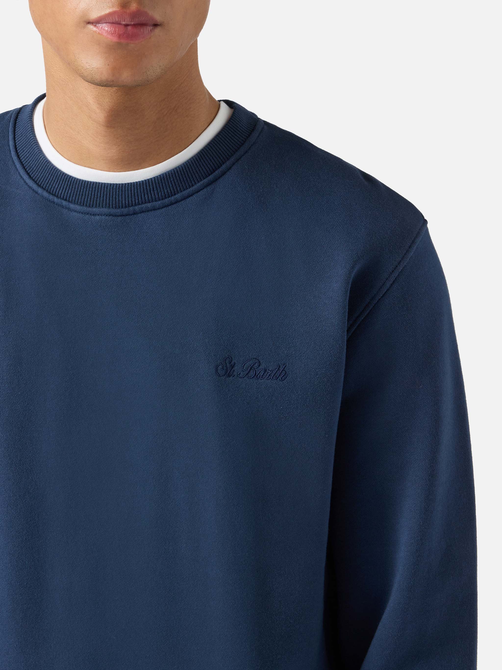 Navy blue Ponza sweatshirt in cotton with St. Barth embroidery - Image 2