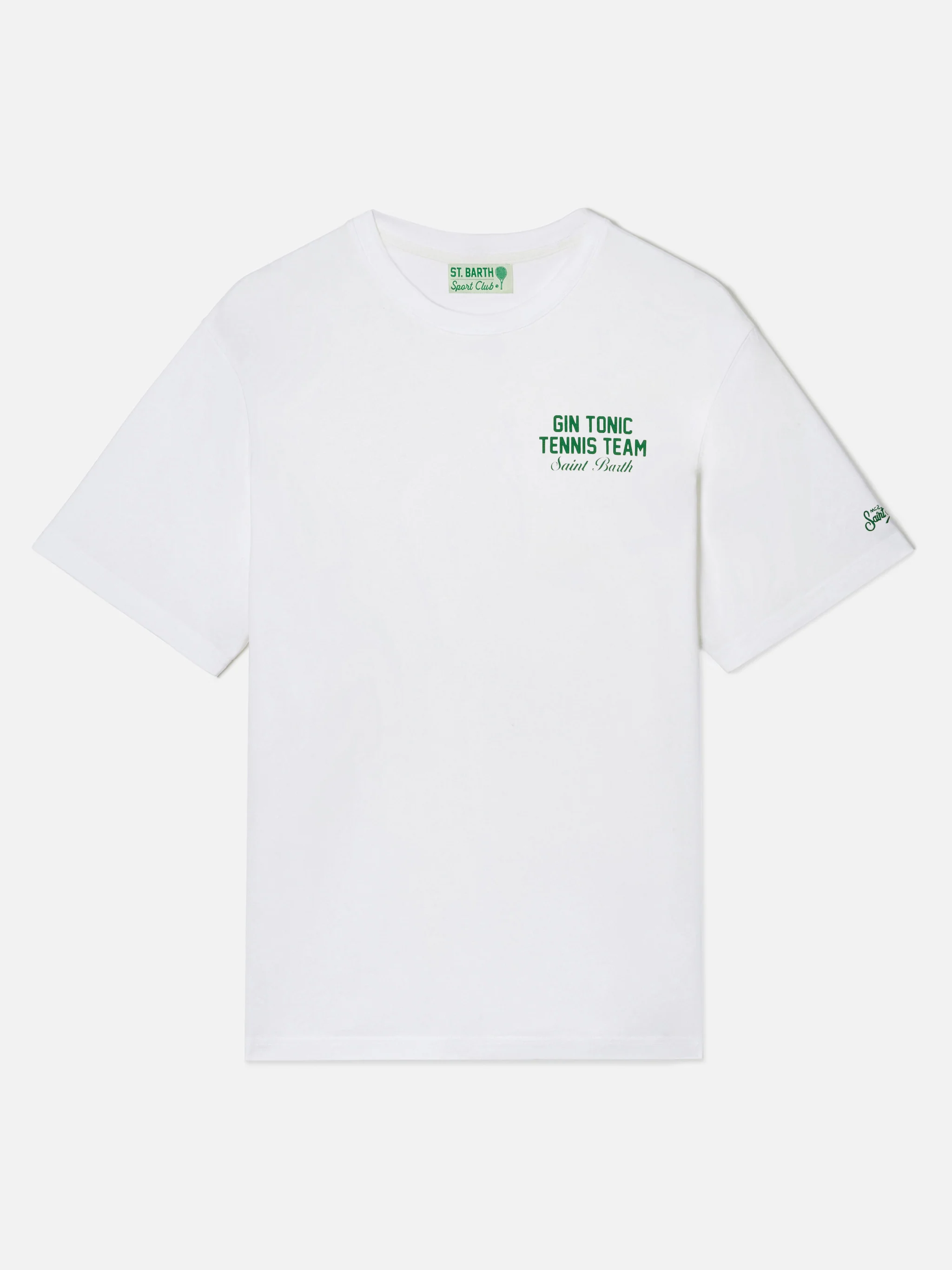 White Portland t-shirt with Gin Tonic Tennis Team illustration - Image 5