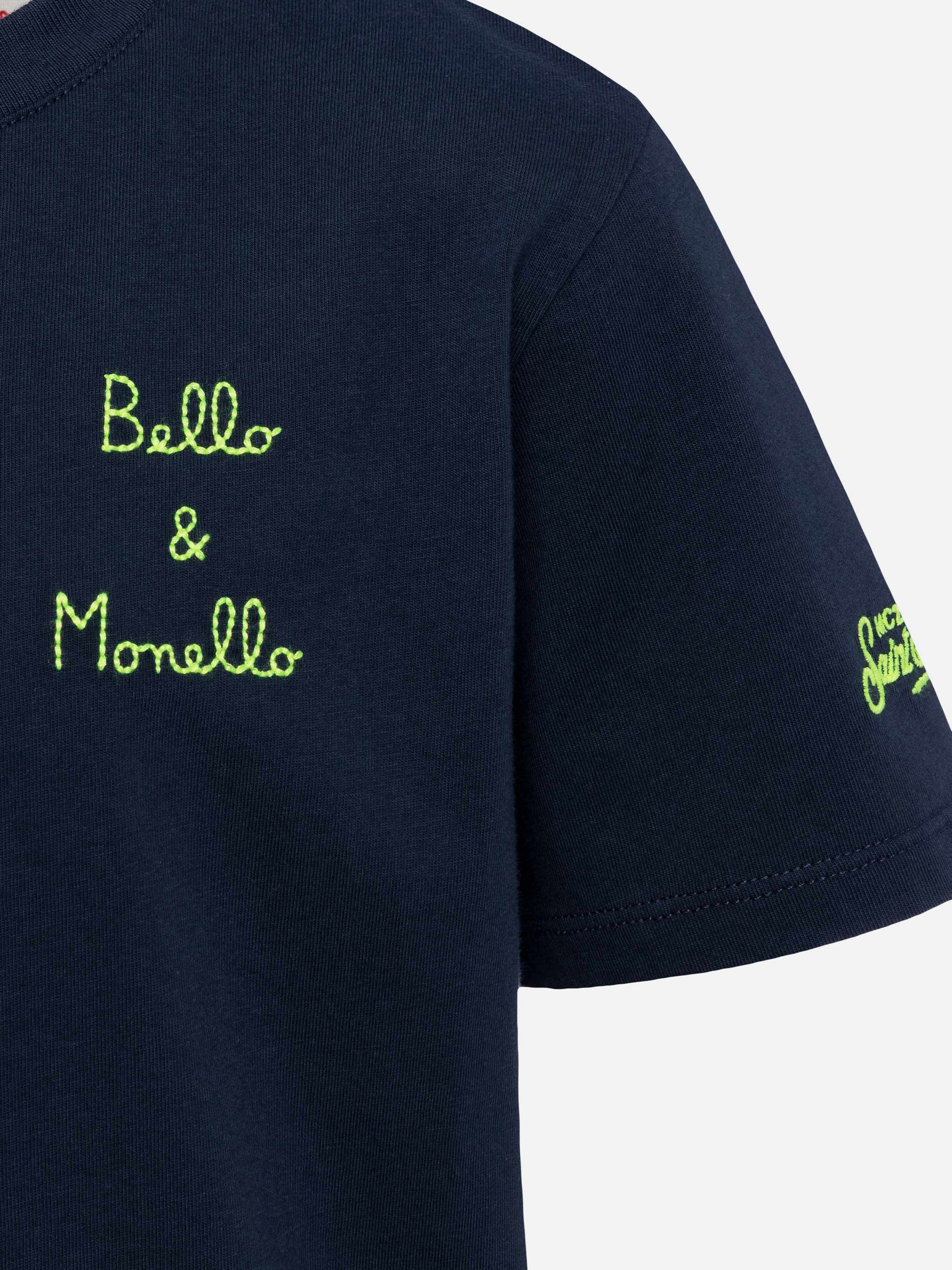 Portofino Jr cotton jersey t-shirt with Bello e Monello embroidery - Image 3