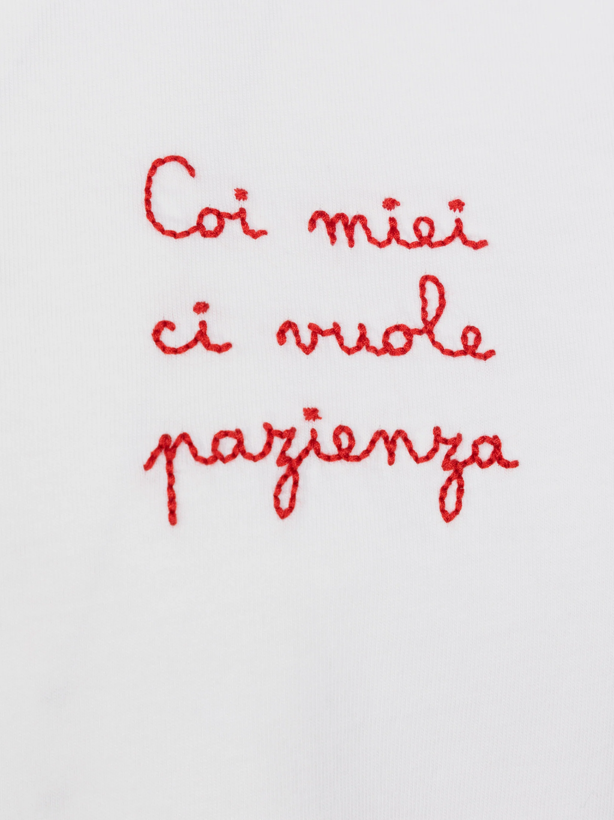 Portofino Jr cotton jersey t-shirt with Coi miei ci vuole pazienza  embroidery - Image 2