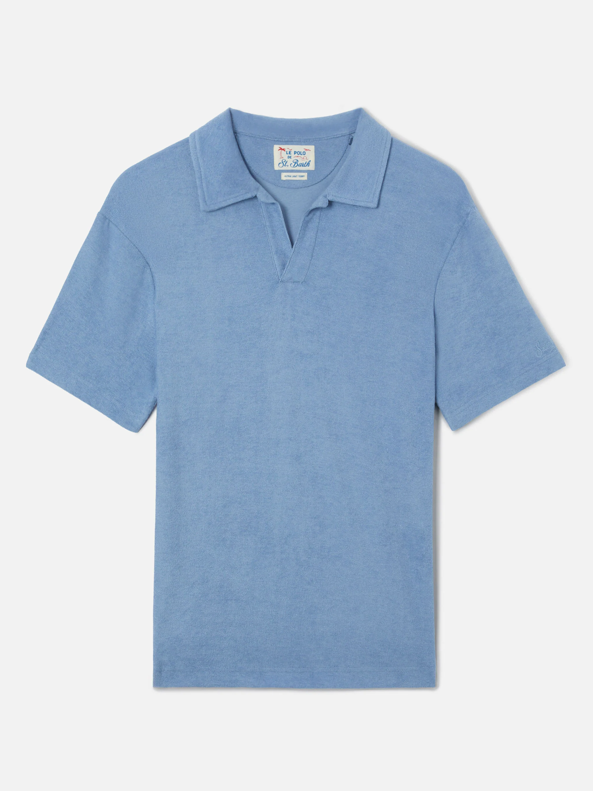 Powder blue Jeremy polo in terry-effect cotton - Image 4