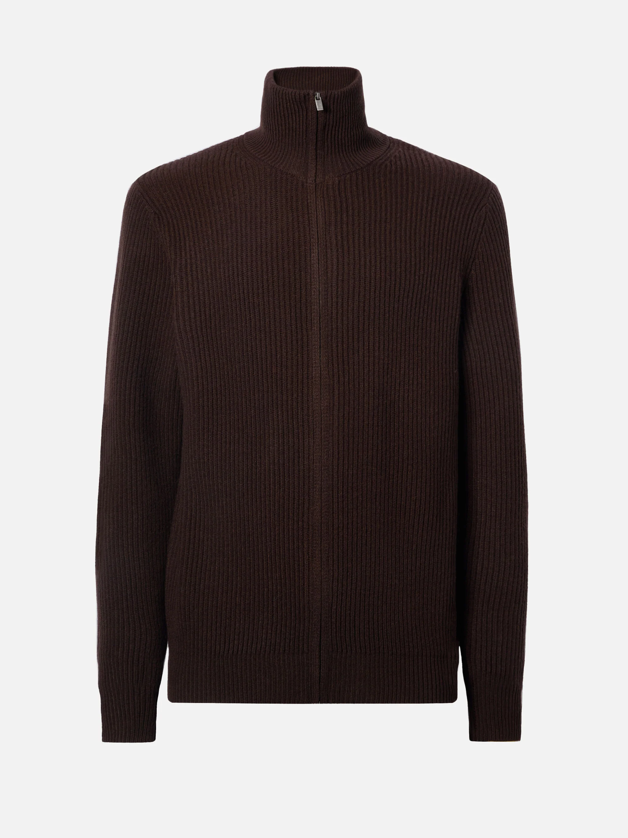 Preston pure-wool full-zip cardigan in dark brown - Image 5