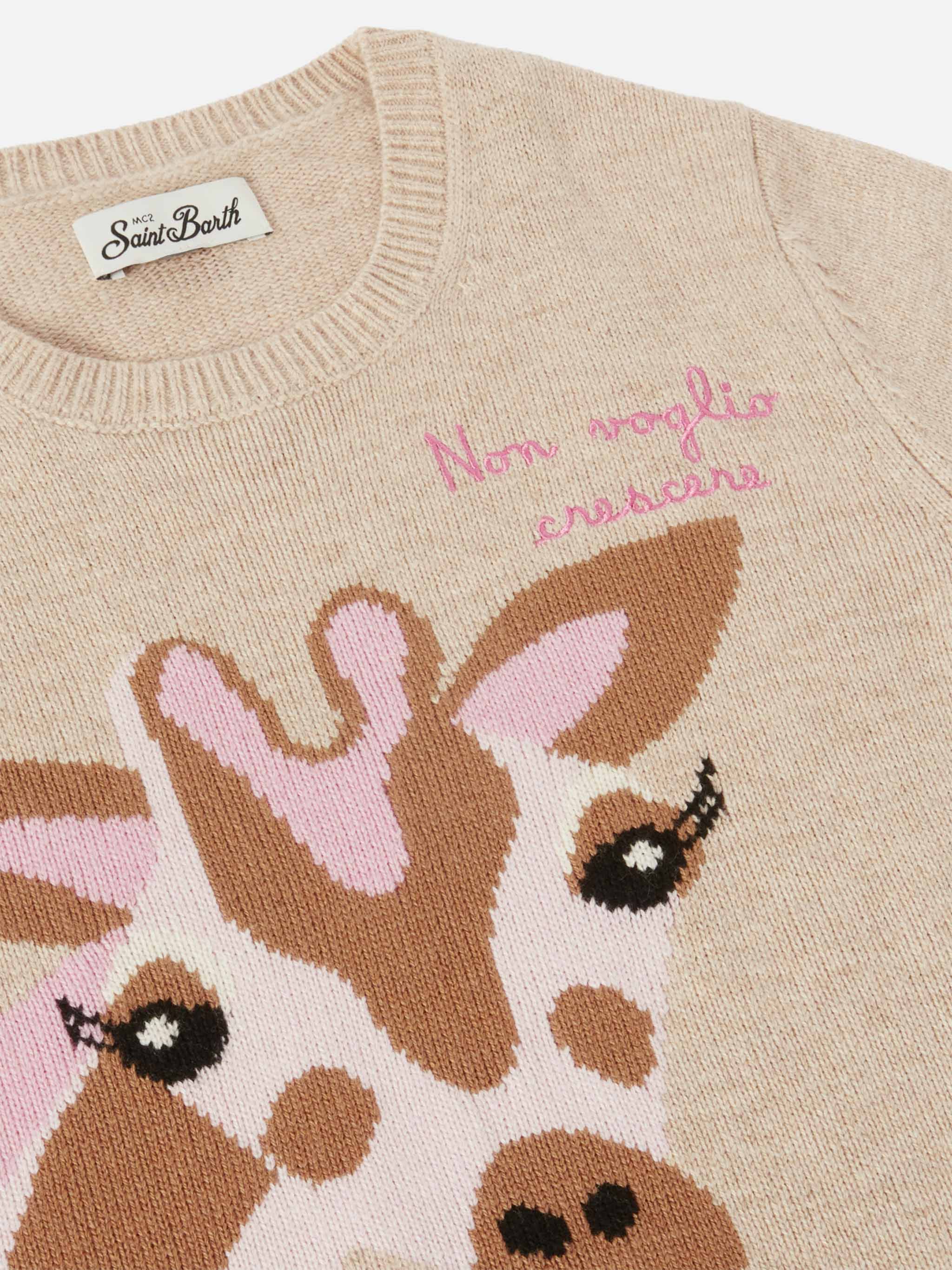 Princess cashmere-blend sweater with Non voglio crescere embroidery - Image 2