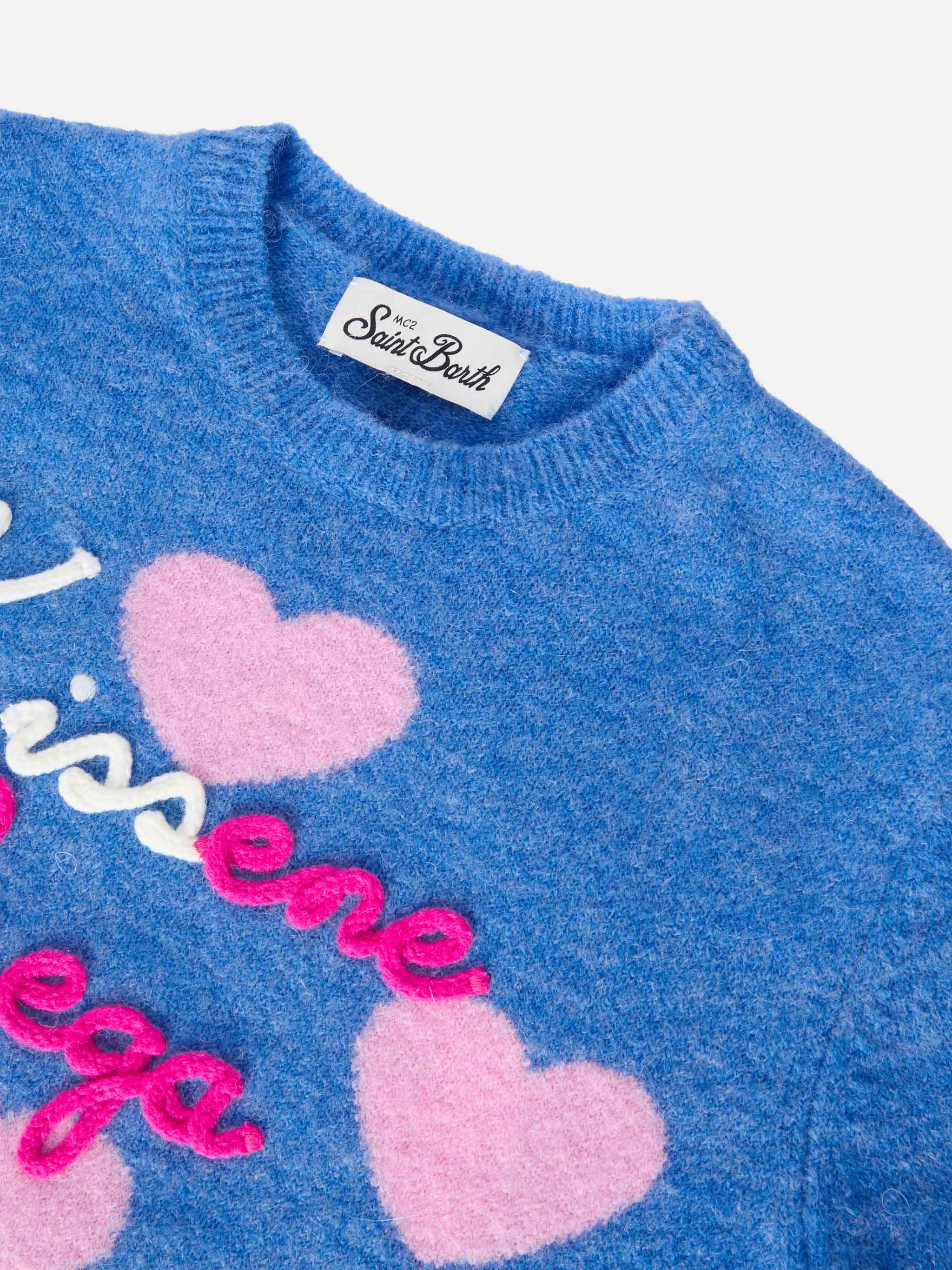 Princess stretch alpaca sweater with heart jacquard and Kissene frega embroidery - Image 3