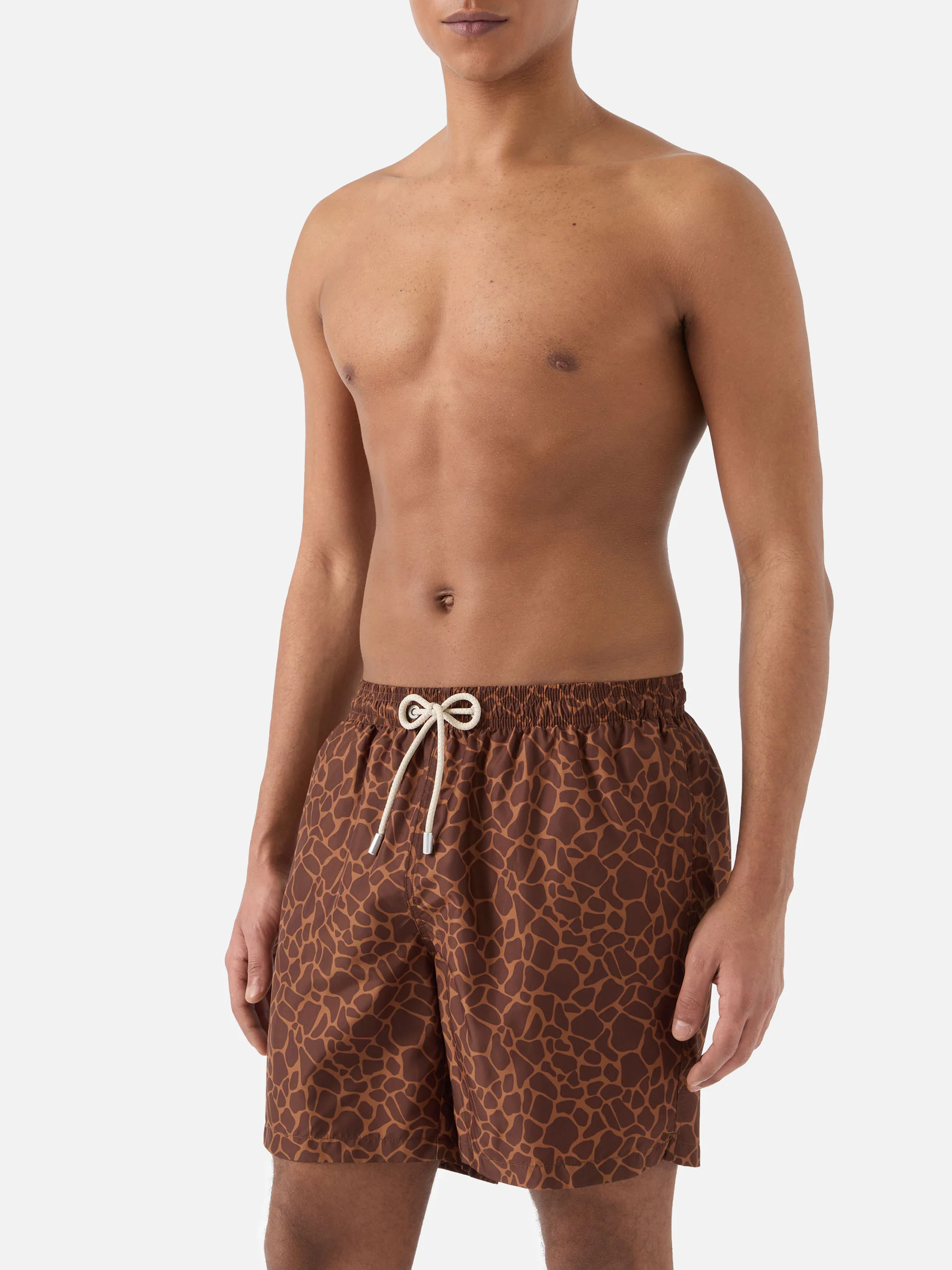 Brown Lighting swim shorts with all-over animal print - Image 3