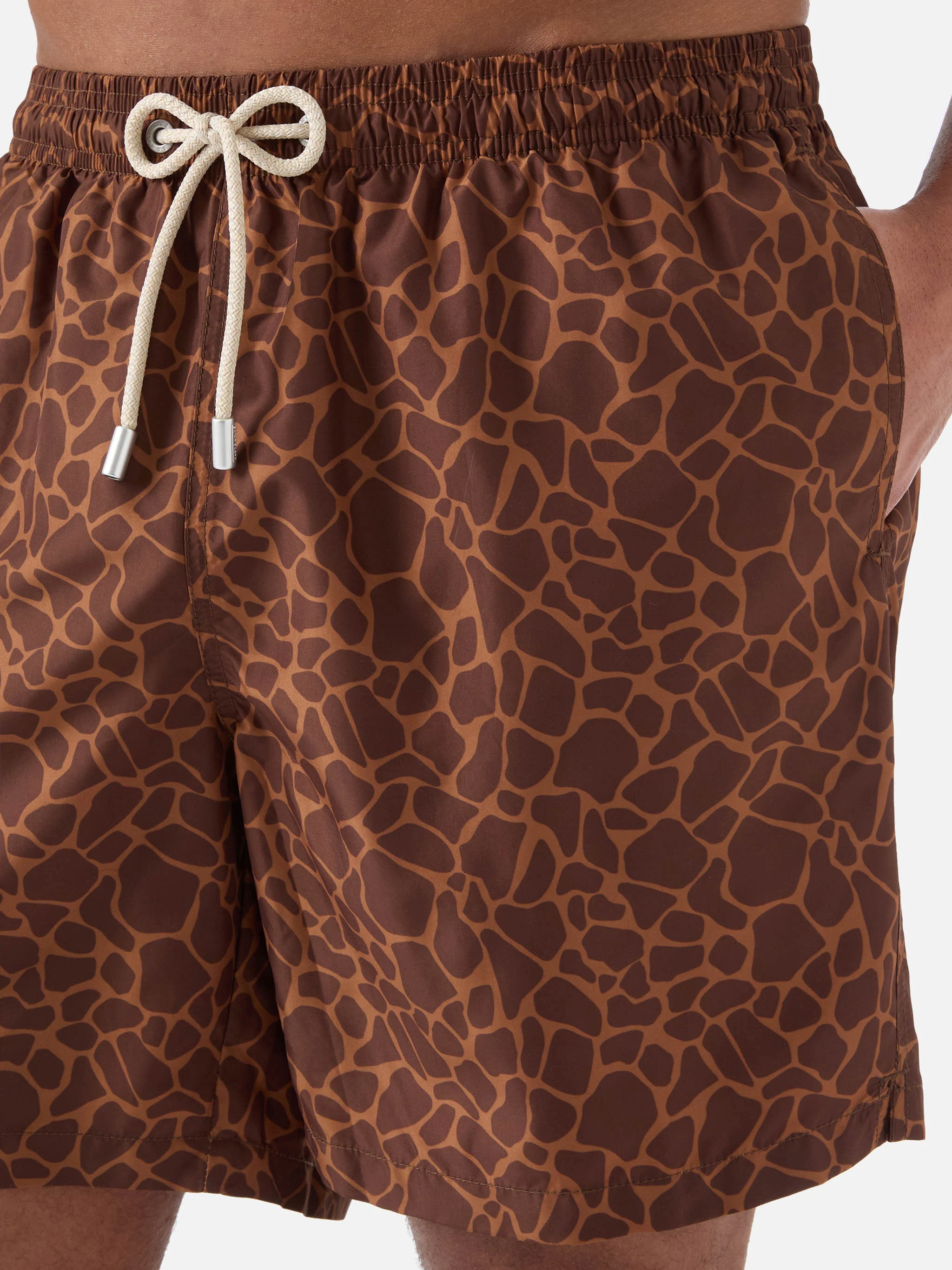Brown Lighting swim shorts with all-over animal print - Image 4