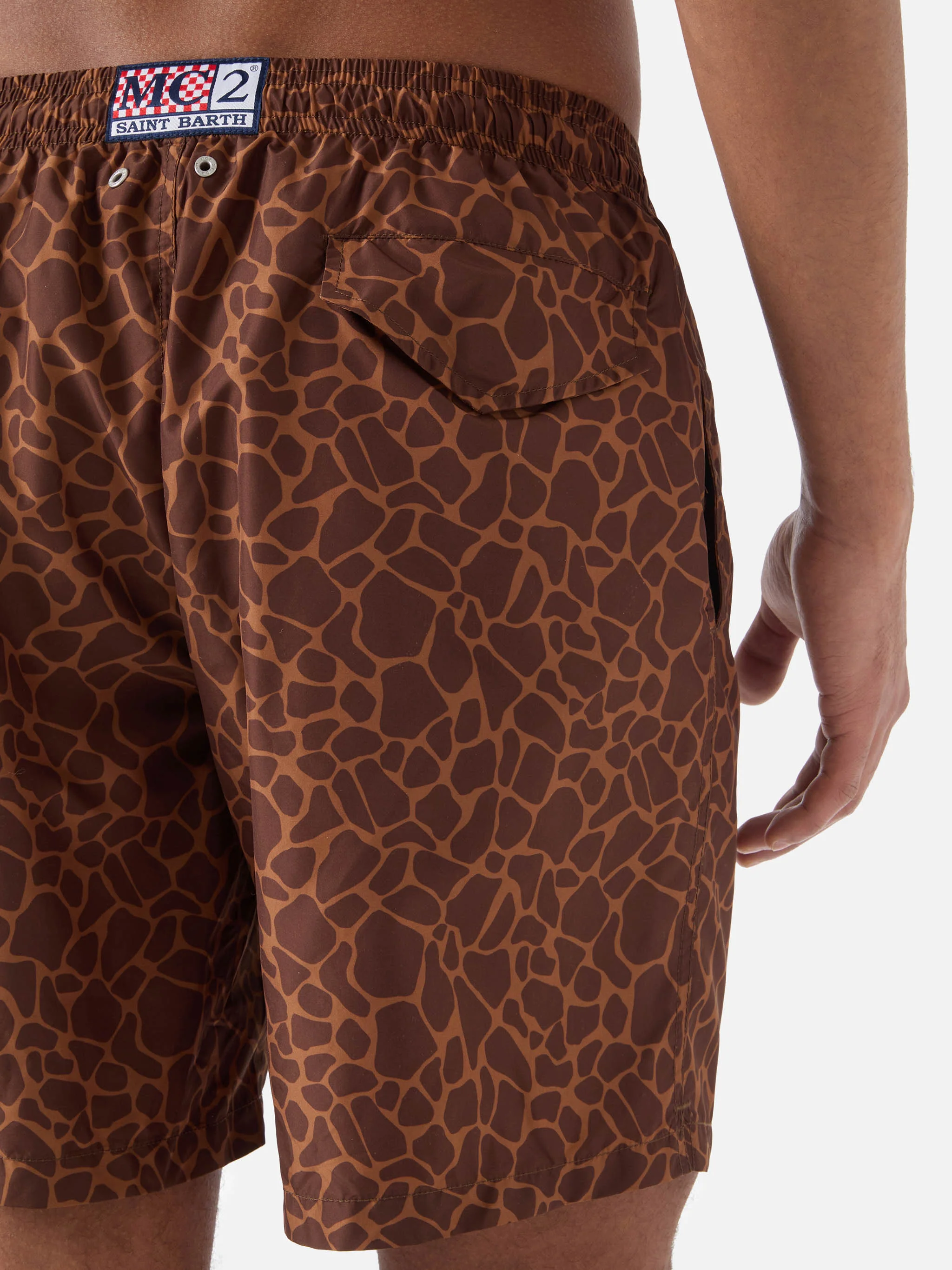 Brown Lighting swim shorts with all-over animal print - Image 6
