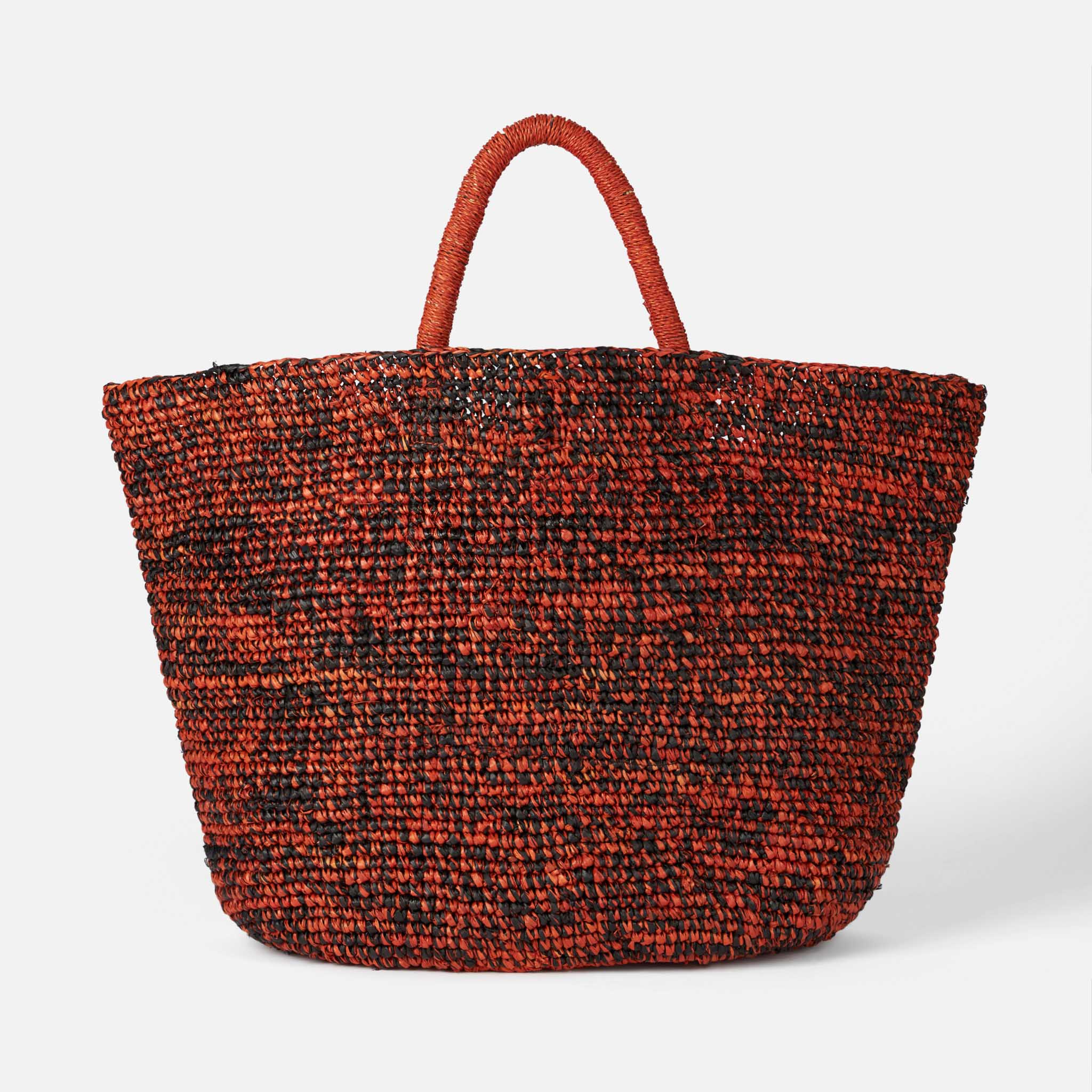 Raffia black and orange bag with front embroidery - Image 4