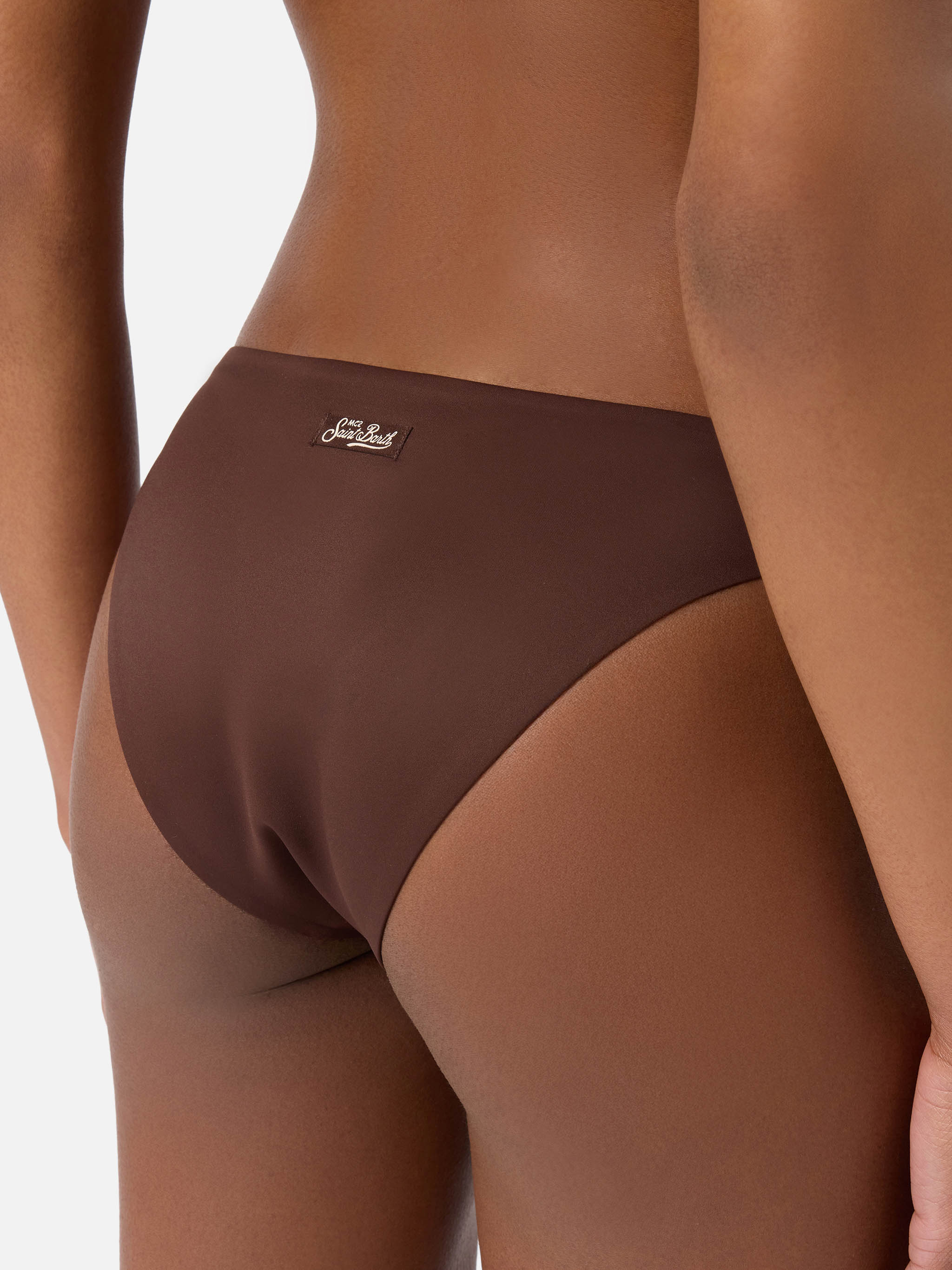 Reanna bikini bottoms in brown soft technical fabric - Image 2