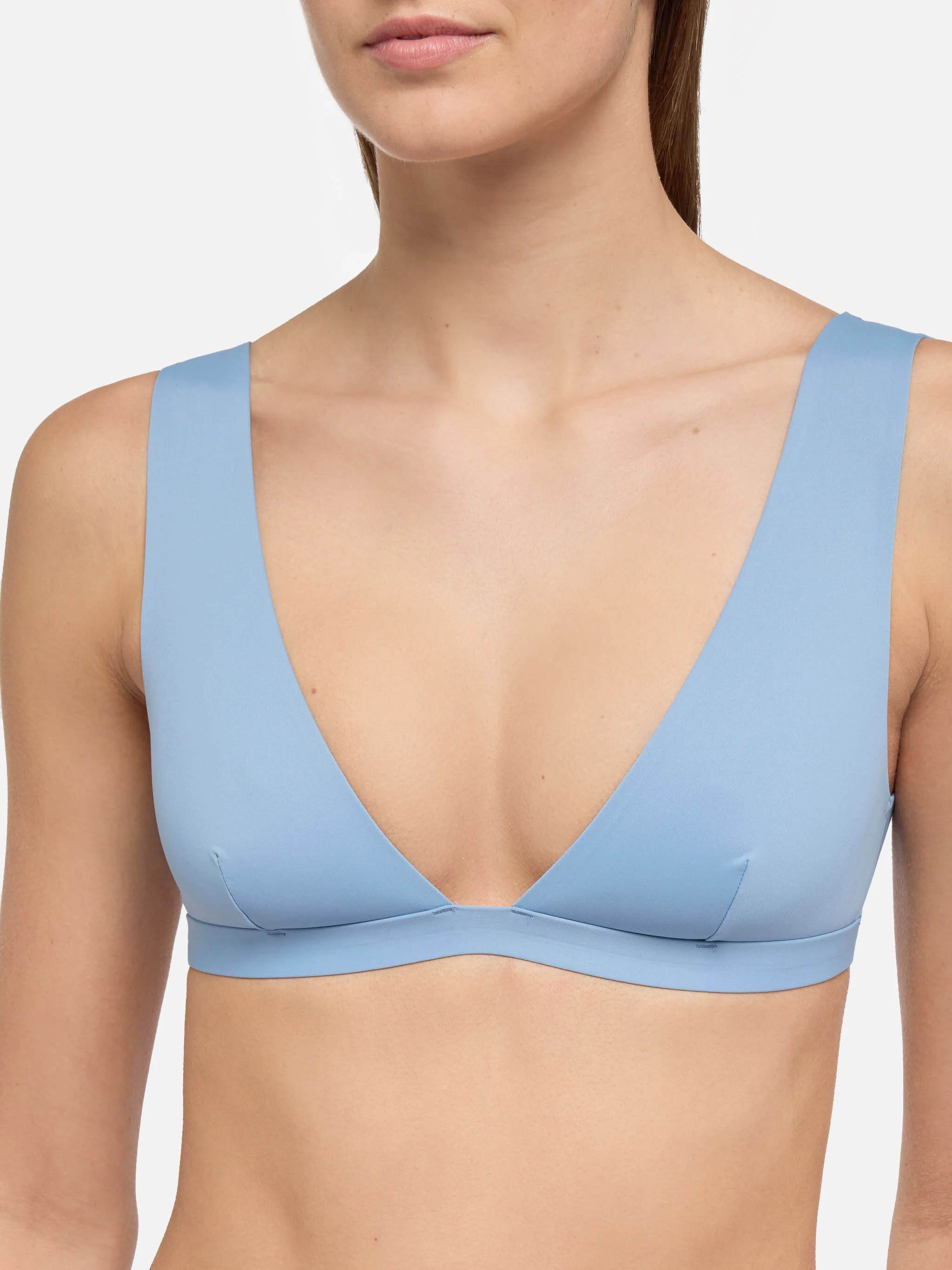 Ofelia Reanna deep neck heat sealed bralette bikini in aviator blue - Image 4