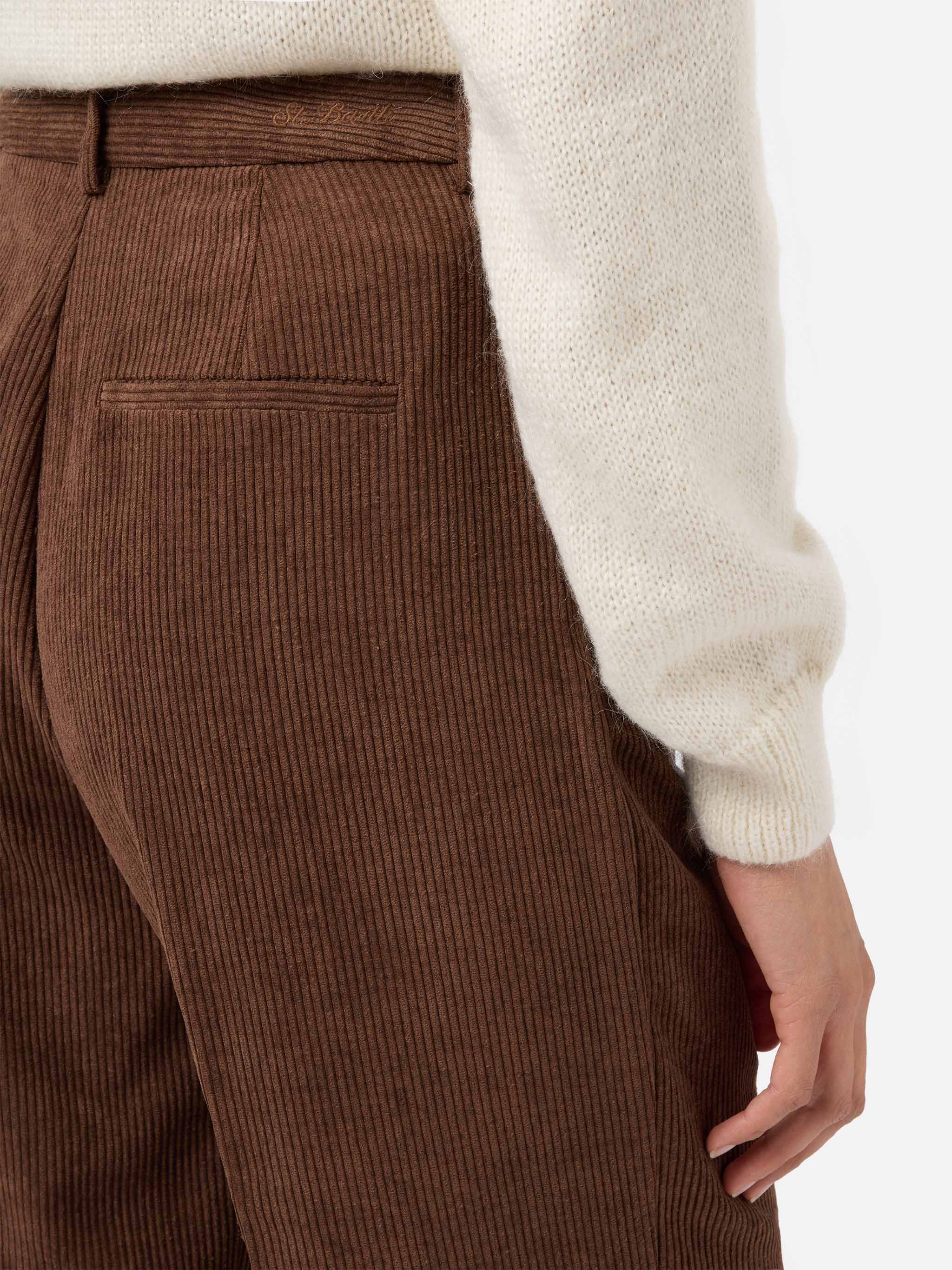 Rebella wide-leg trousers in corduroy brown - Image 2