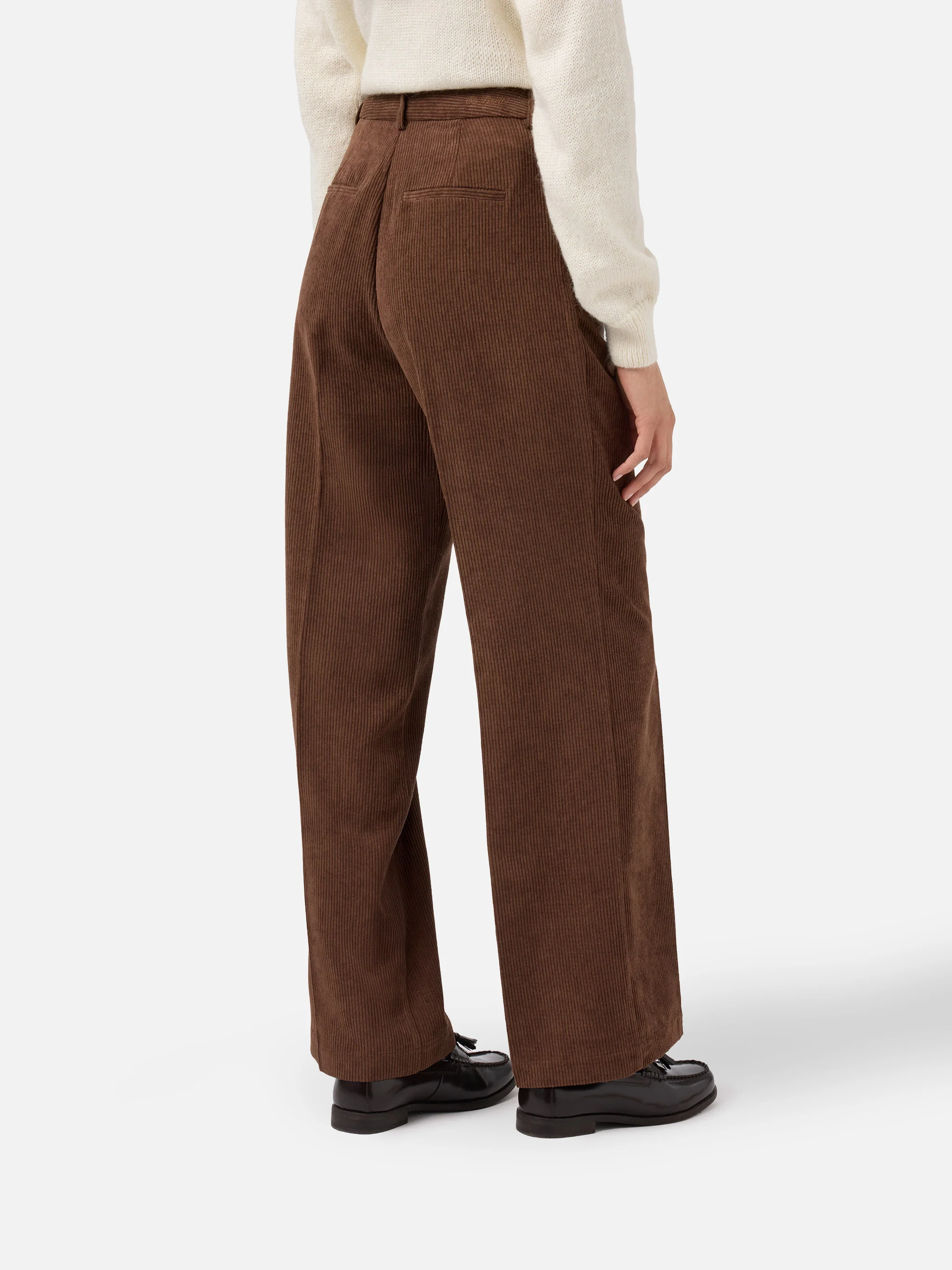 Rebella wide-leg trousers in corduroy brown - Image 3